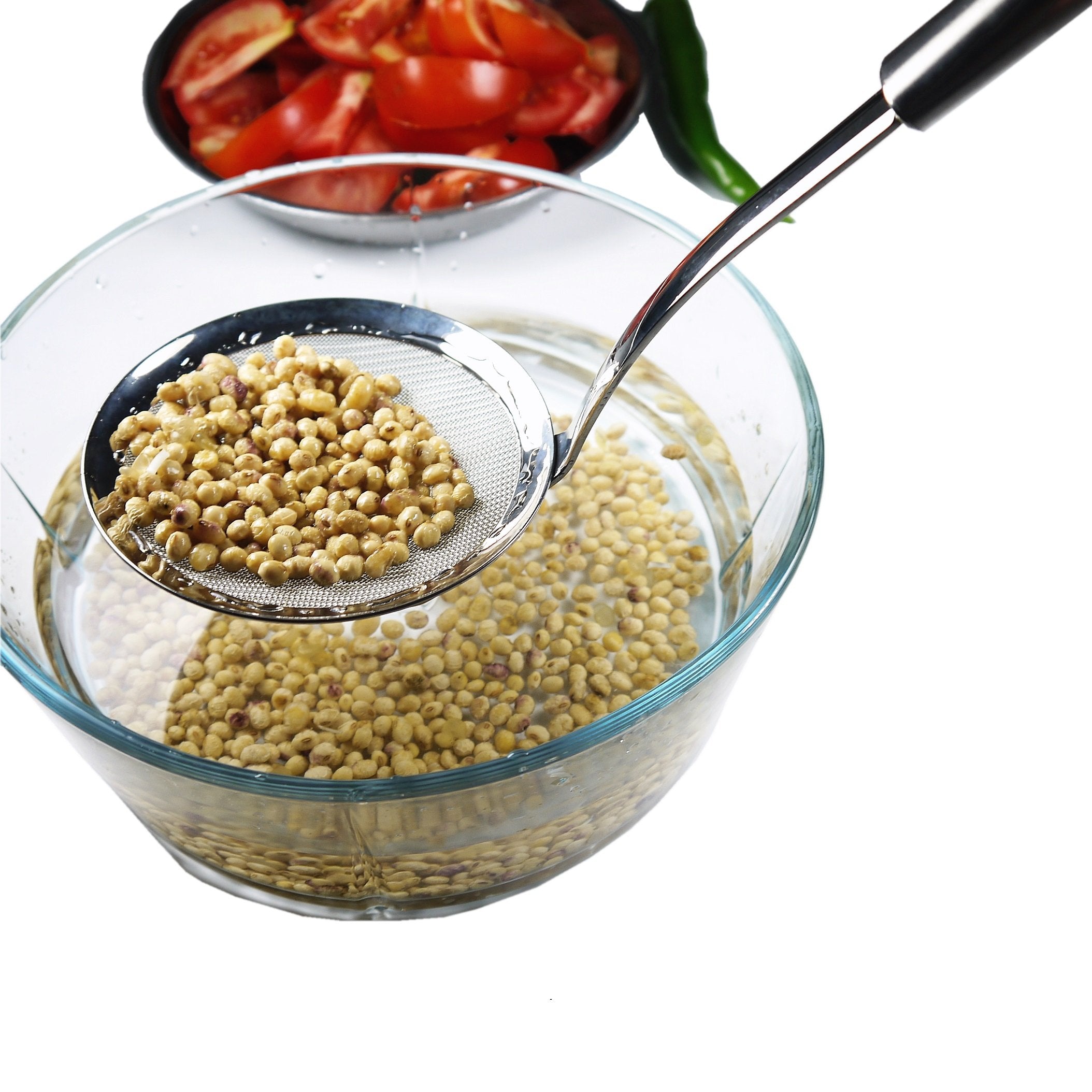 Fine Mesh Strainer Spoon Colander, 4 3/4 Inch Stainless Steel Frying Food Strainer Kitchen Skimmer With Twist Handle