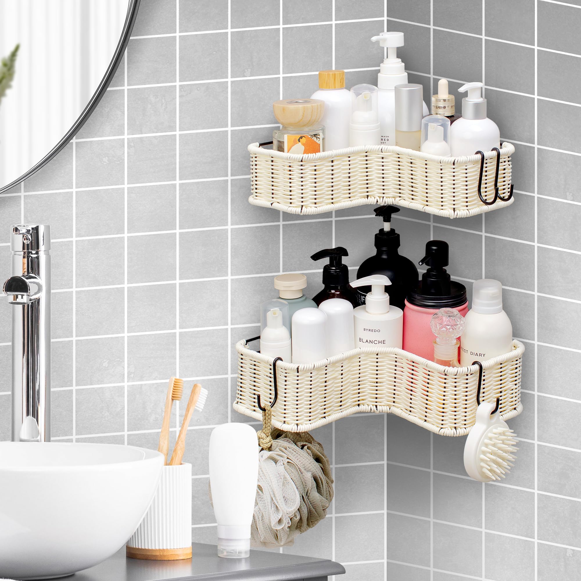 Granny Says Shower Caddy Corner, Adhesive Bathroom Shower Organizer, 2 Pack Shower Shelves For Inside Shower, Rust-Proof Corner
