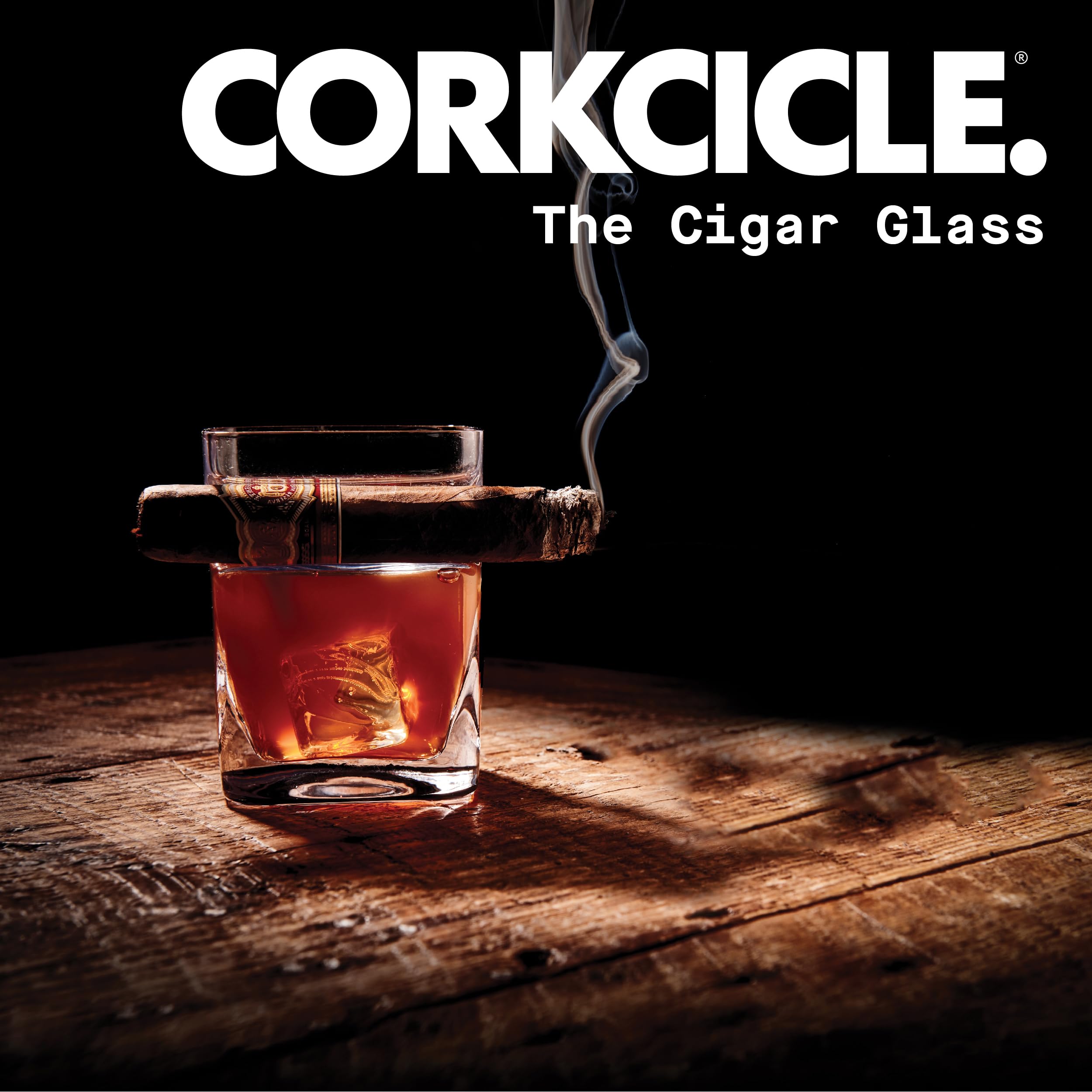 Corkcicle Premium Cigar Glass, 9 Oz - Glassware To Hold Your Drink And Cigar In One Hand With The Cigar Holder Glass - Double Ol