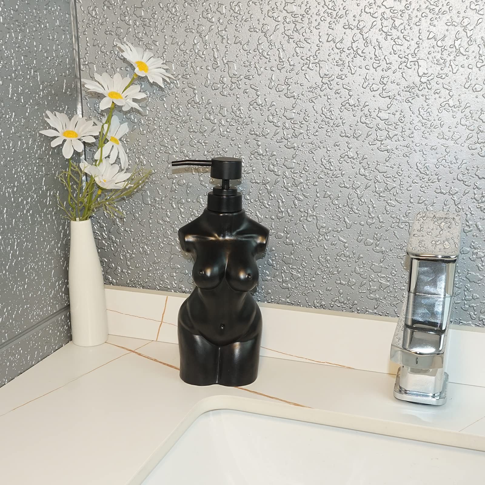 Caahanjia Ceramic Girl Soap Dispenser,Lotion And Soap Dispenser Set Refillable Liquid Hand Soap Dispenser For Bathroom, Premium