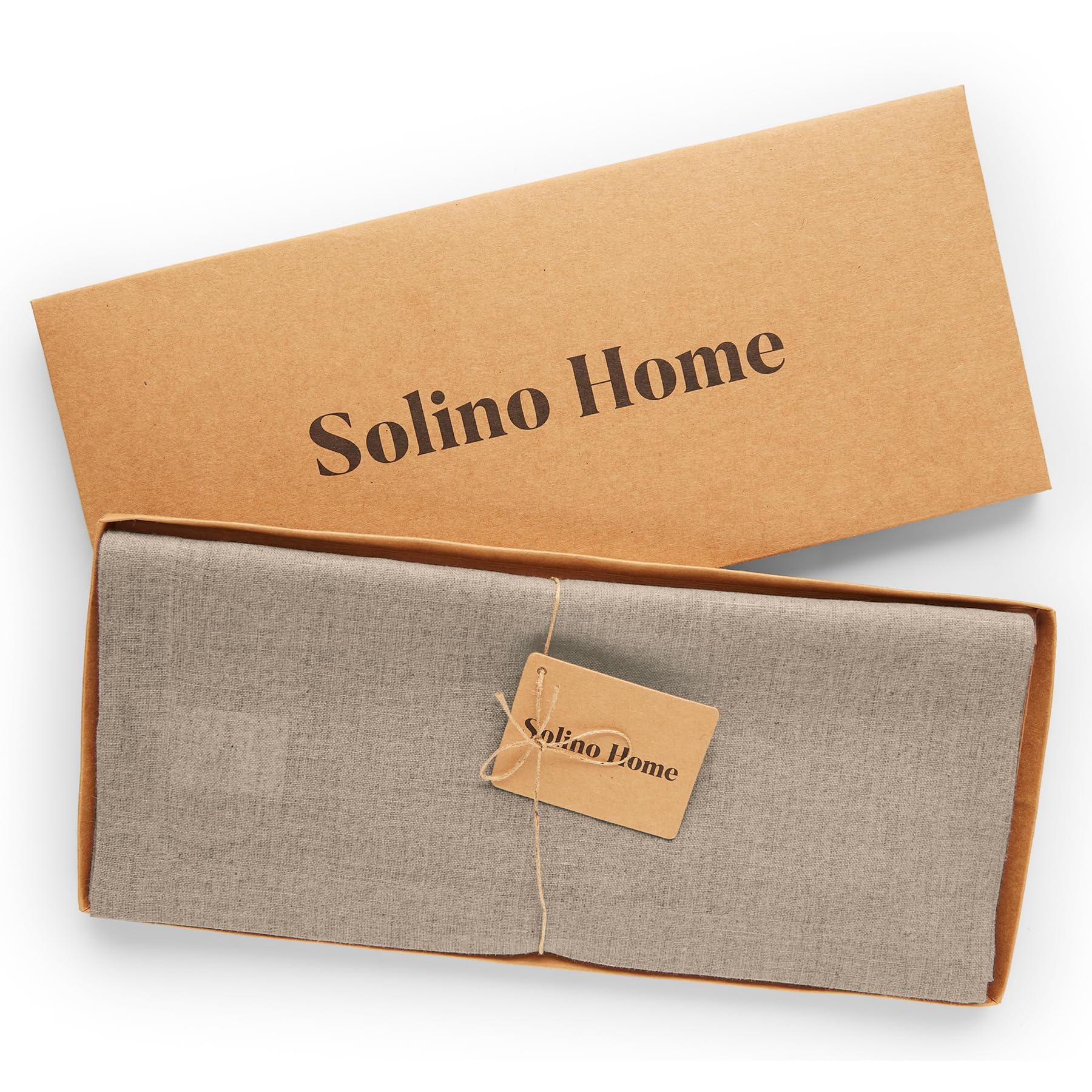 Solino Home Linen Table Runner 120 Inches Long - 100% Pure Linen Natural Table Runner 14 X 120 Inch - Machine Washable Dining Fa