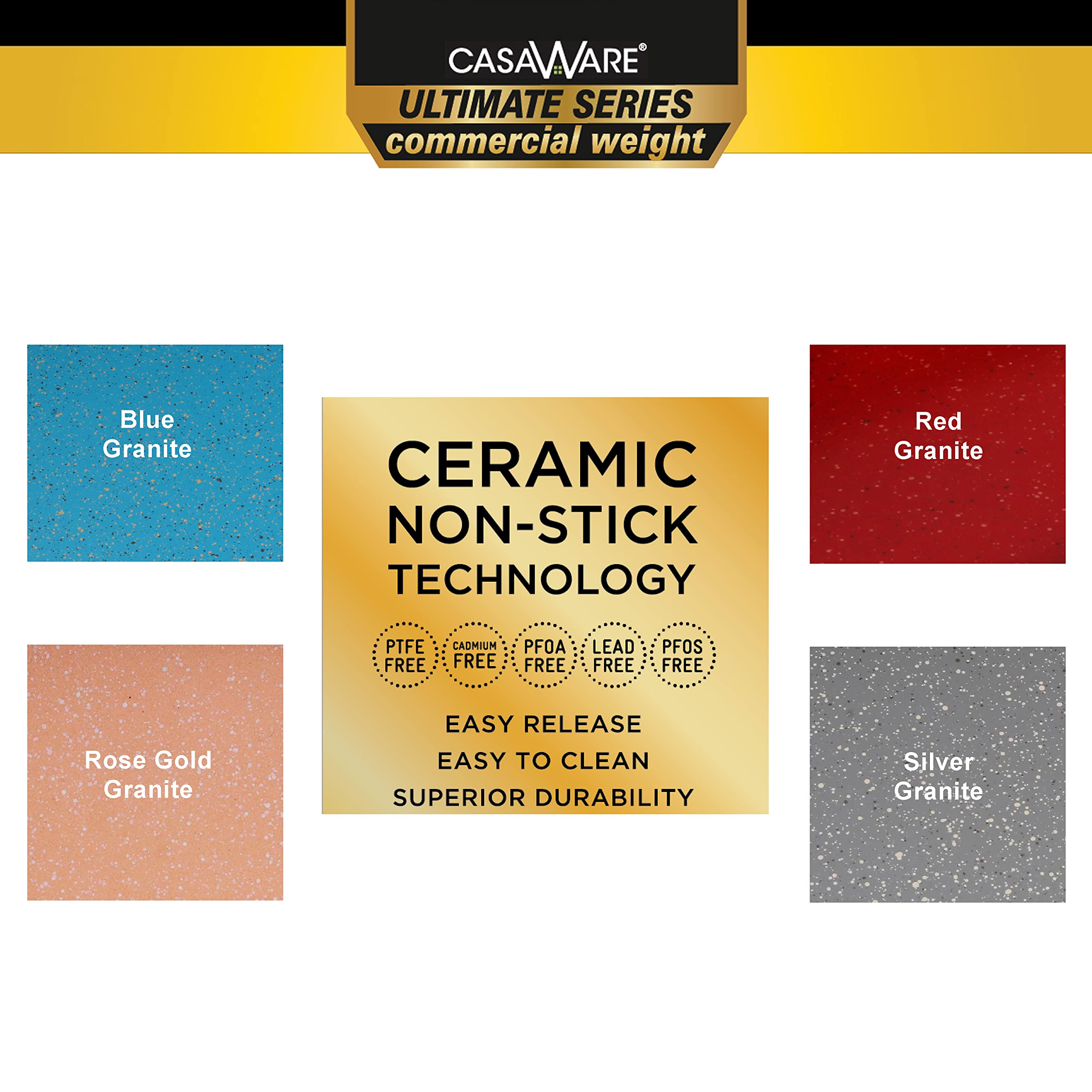 Casaware 2Pc Ultimate Commercial Weight 15 X 10 X 1-Inch Cookie Sheet Set (Silver Granite)