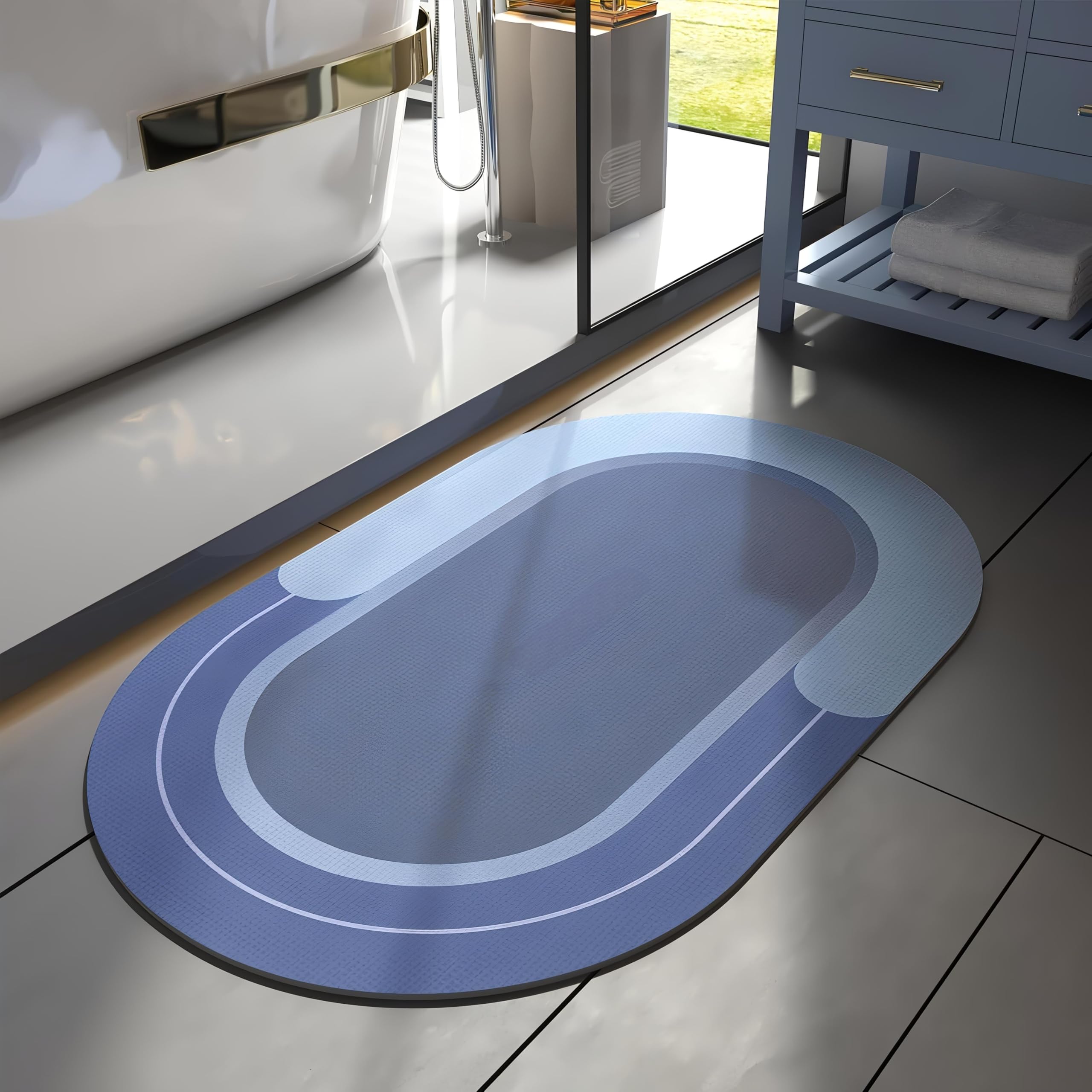 Clapone Bath Mat - Non Slip Rubber Bathroom Rugs Drying Absorbent Bathroom Rug Shower Room Rugs For In Front Of Bathtub/Dry Wate