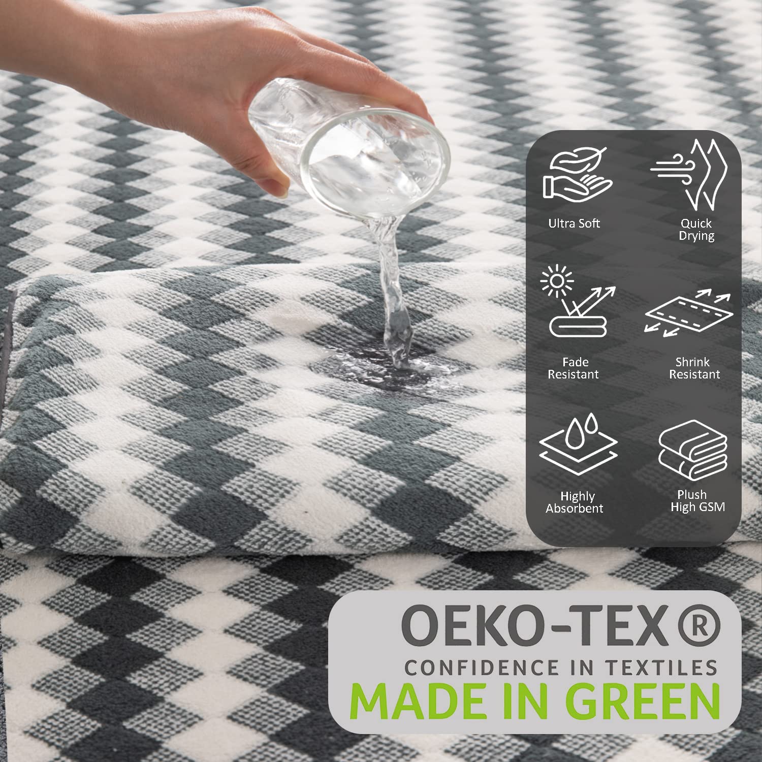 8 Piece Bathroom Towel Set Dark Grey|2 Oversized Large Bath Towels Sheet,2 Hand Towels,4 Washcloths| 600Gsm Soft Premium Towel S