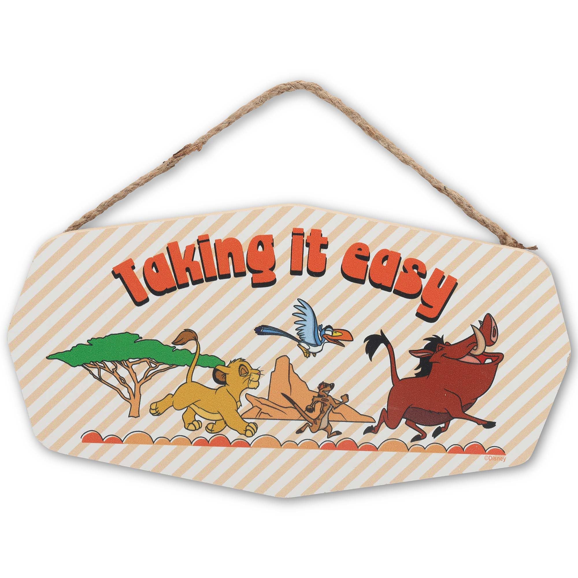 Disney The Lion King Taking It Easy Hanging Wood Wall Decor - Fun Lion King Sign for Home