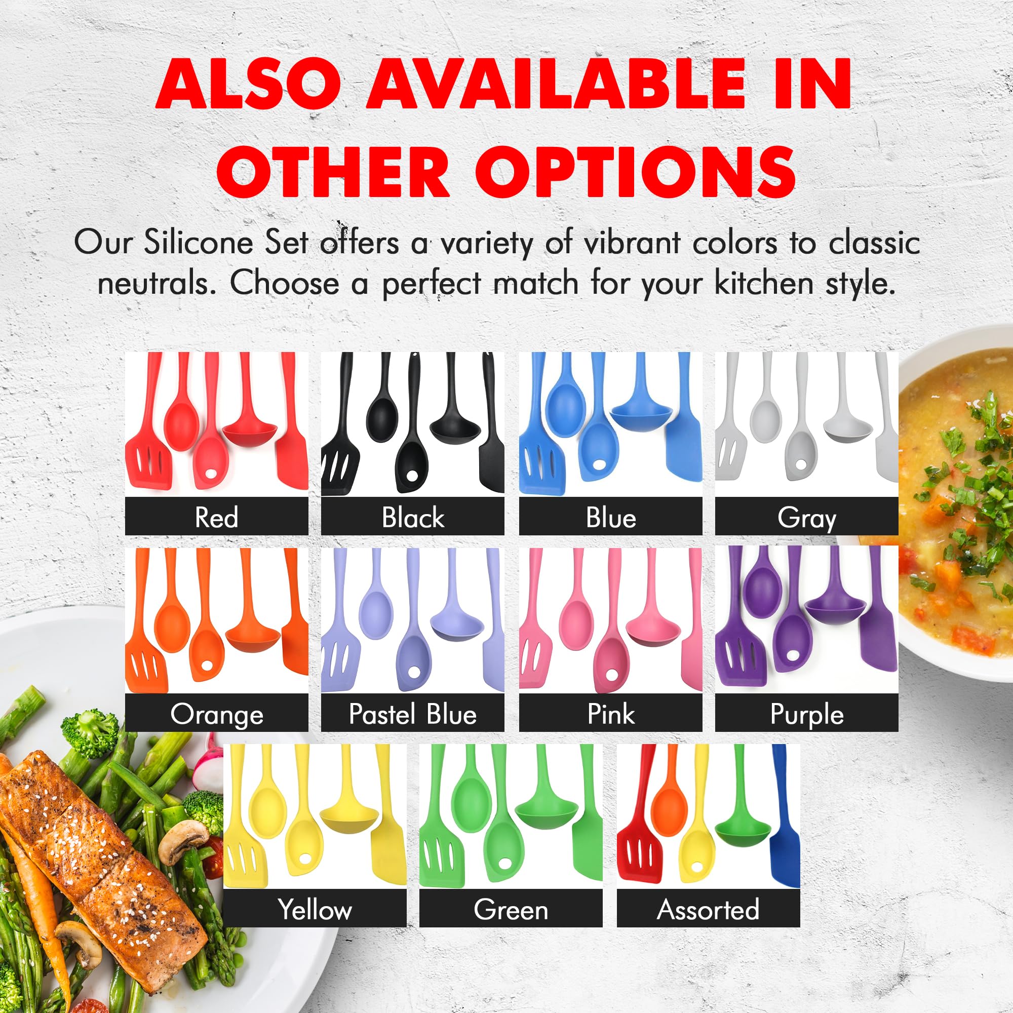 Chef Craft Premium Silicone Kitchen Tool And Utensil, 5 Piece Set, Blue