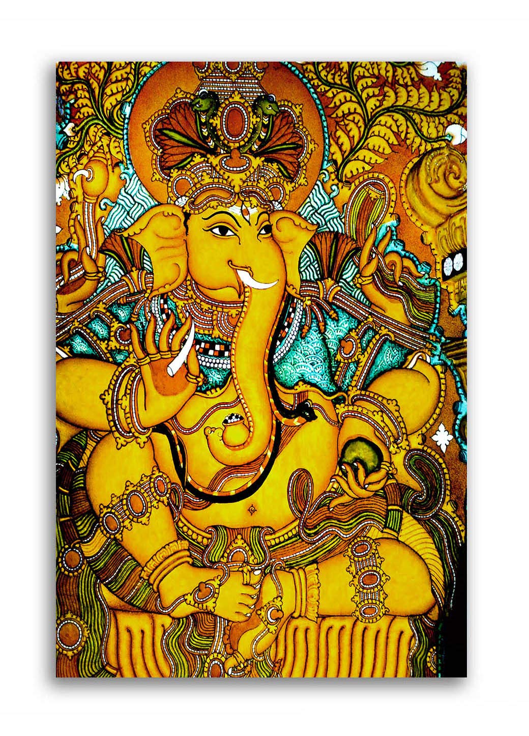 Tamatina Kerala Mural Art Canvas Painting|Jai Sri Ganesh|Art|Size-13X9 Inches.c246