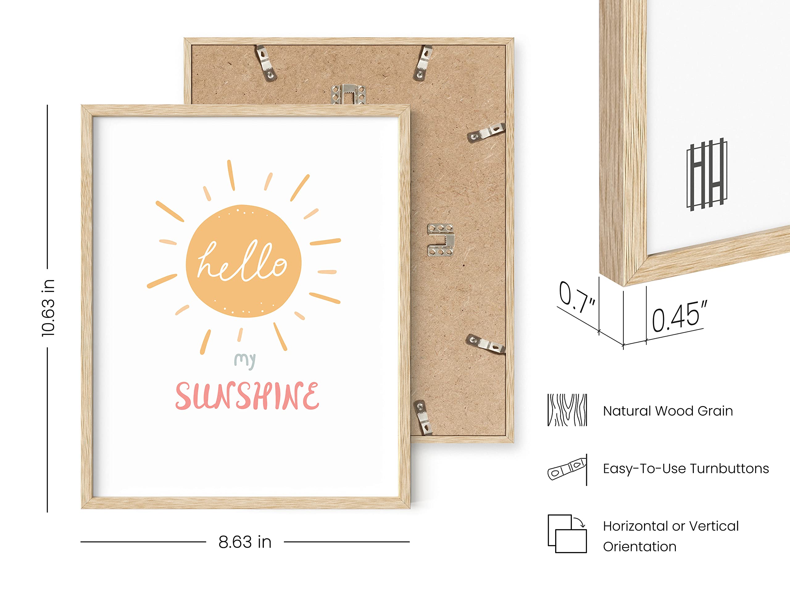 HAUS AND HUES Nursery Posters and Rainbow Wall Decor Set of 3 Rainbow Wall Art for Kids  Wall Art for Nursery Girl  Kids Wall Art  Hello My Sunshine (8x10) (Beige Framed)