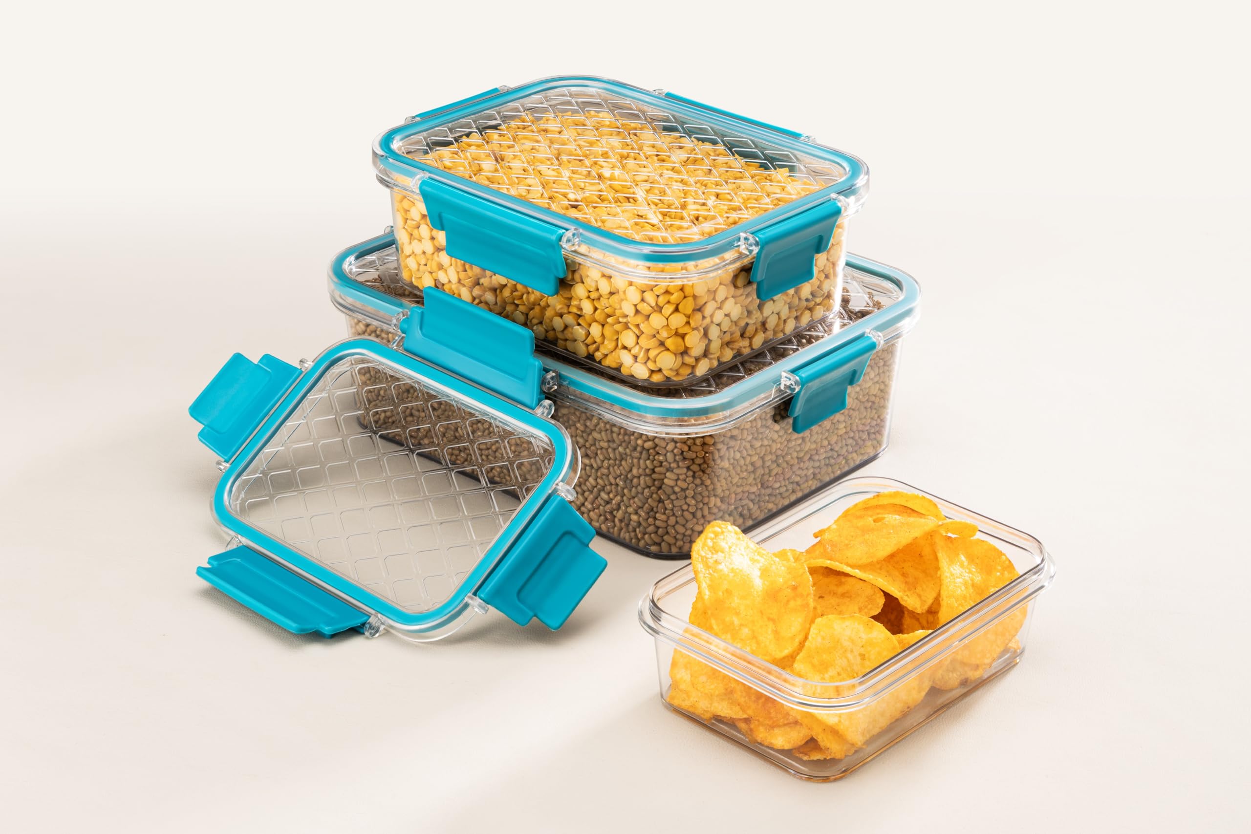 Smart Lock Fridge Containers Pet Plastic Jars Airtight Lids MultiPurpose Kitchen Organiser For Pulses Cereals Spices & More  L