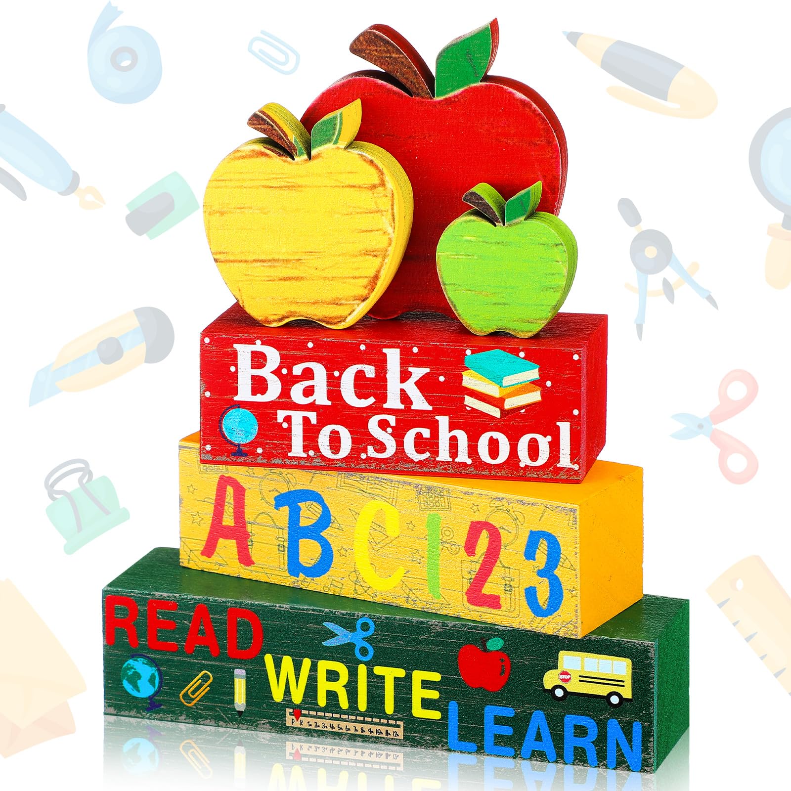 Geelin 4 Pcs Thanksgiving Decorations Fall Wooden Sign Pumpkin Tiered Tray Decor Hello Fall Table Centerpiece Wood Blocks Table 