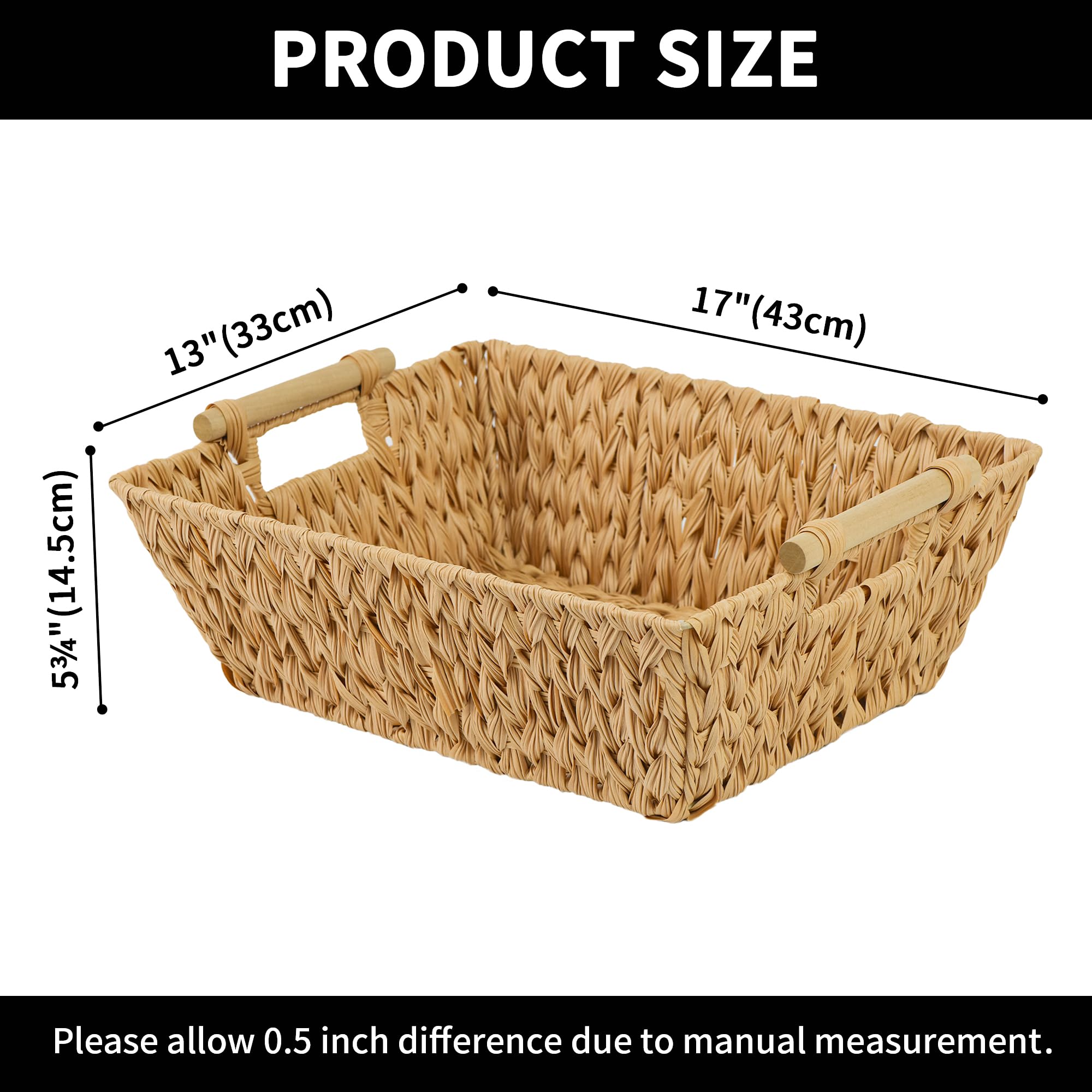 GRANNY SAYS Wicker Storage Baskets  Wicker Baskets for Organizing  Large Basket with Handles  Waterproof Woven Basket  Storage Baskets for Shelves  Nature  2-Pack
