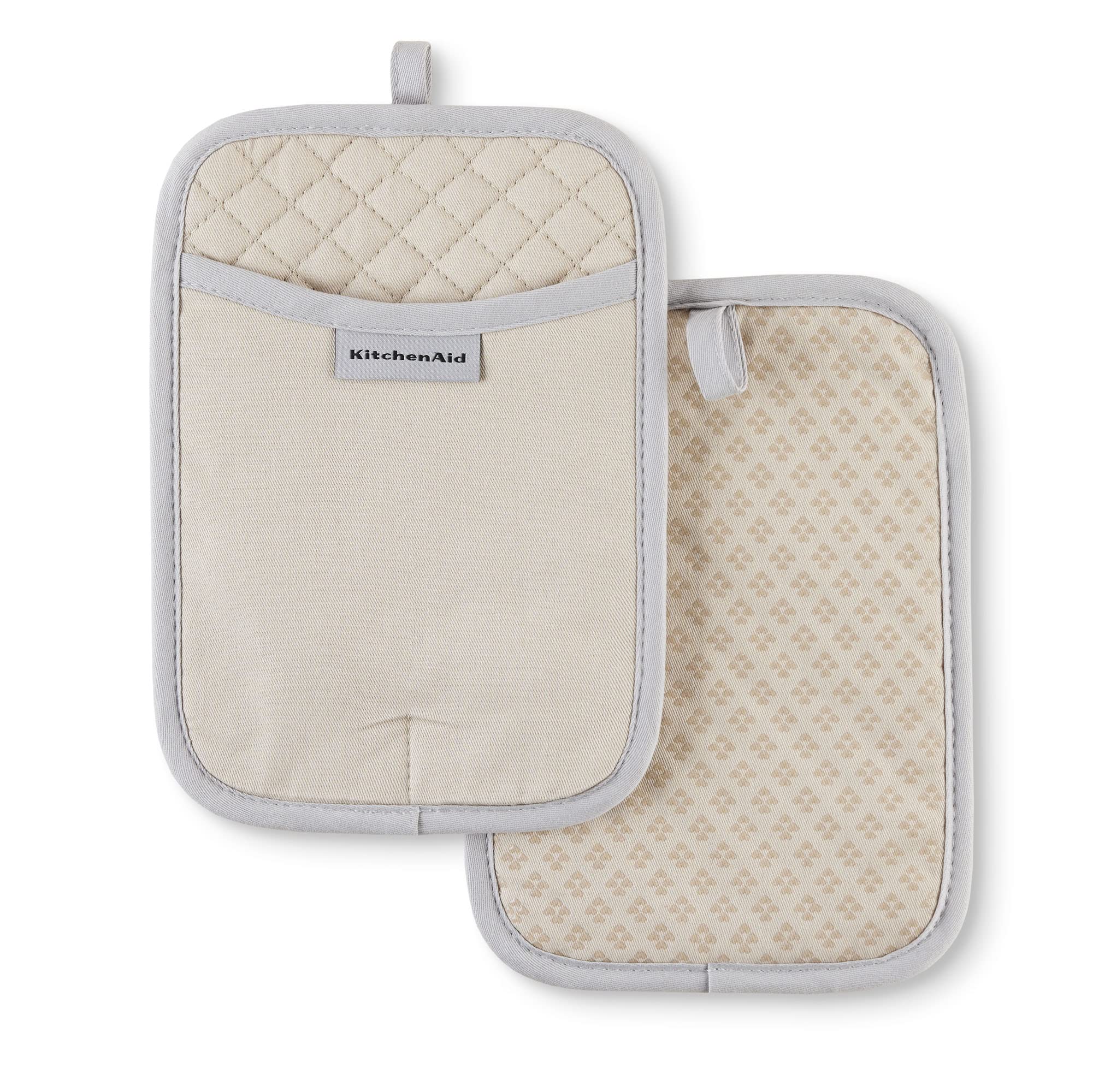 KitchenAid Asteroid Pot Holder 2-Pack Set, Milkshake Tan, 7x10