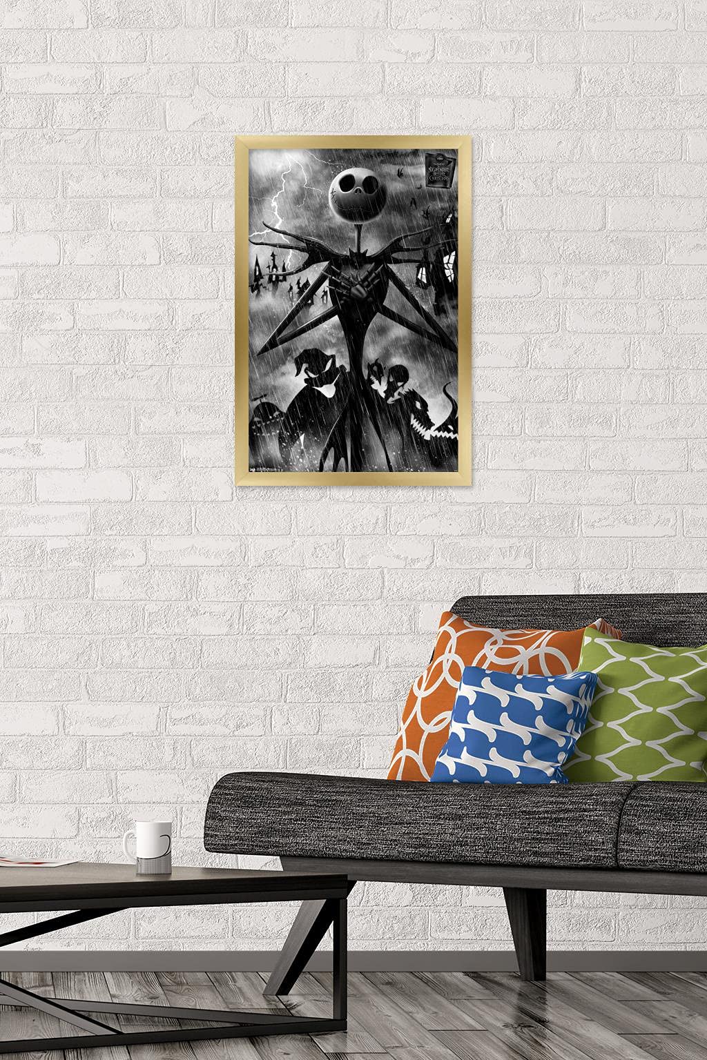 Trends International Disney Tim Burton'S The Nightmare Before Christmas-Shadows Wall Poster, 14.725'' X 22.375'', Gold Framed Ve