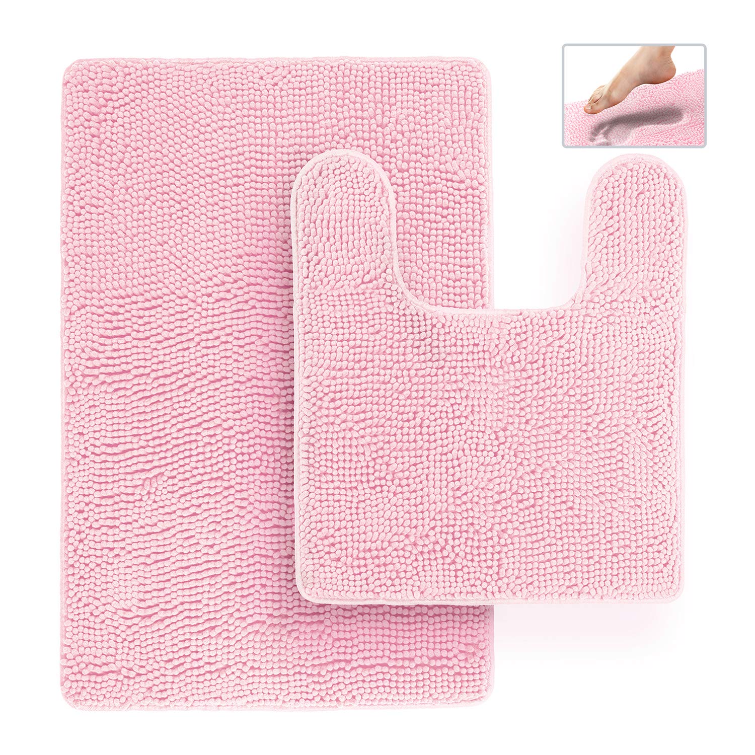 Tafts Bathroom Rugs And Mats Sets, Chenille Microfiber, Quick Dry, Ultra Soft Luxury, Shaggy Absorbent Non-Slip Washable Bath Ru