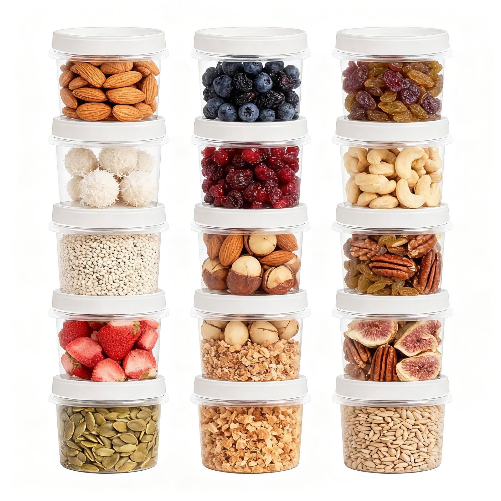 Annaklin Screw Top Containers for Food 16 Oz, 15 Pack, 2 Cup Storage Containers with Lid, Reusable Twist Top Containers Twist Lo
