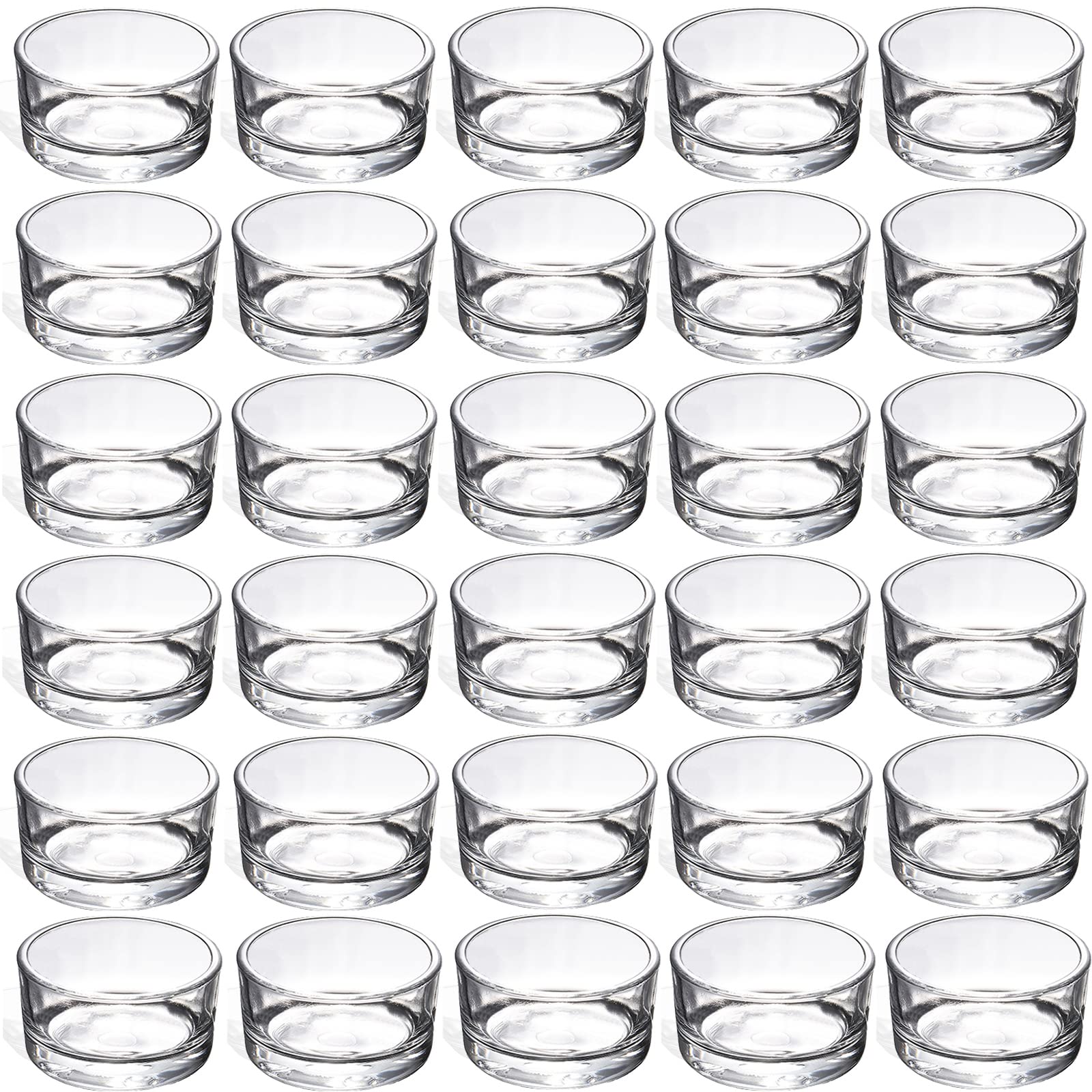 GOLDEAL 60-Pcs Tealight Candle Holders,Small Clear Glass,Tealight Holders Bulk Use for Weddings Parties Dinner,for 1.5 Tealight.