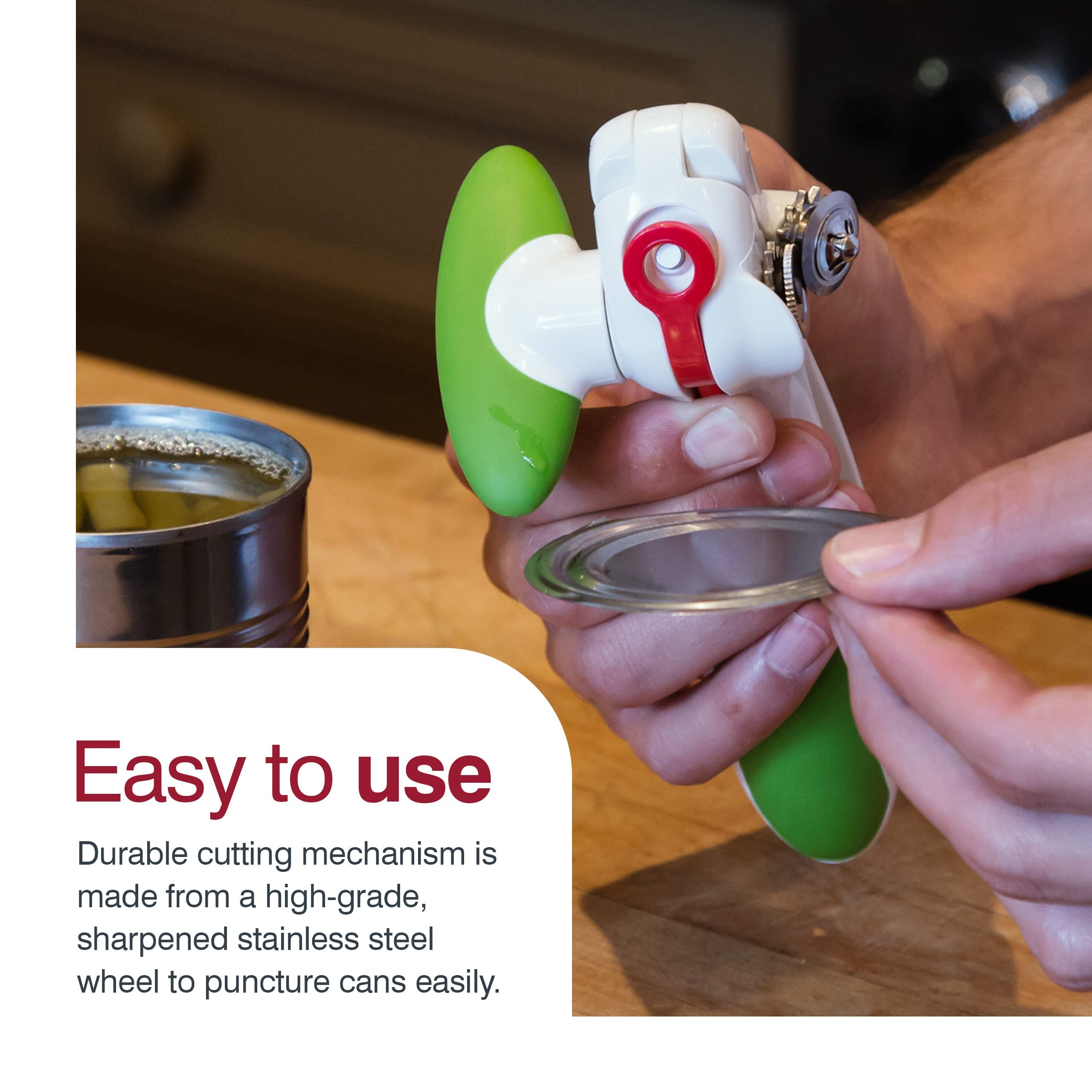 Zyliss Lock N' Lift Can Opener - Manual Can Opener With Built-In Magnet - Safety Can Opener With Stainless Steel Wheel - Handhel