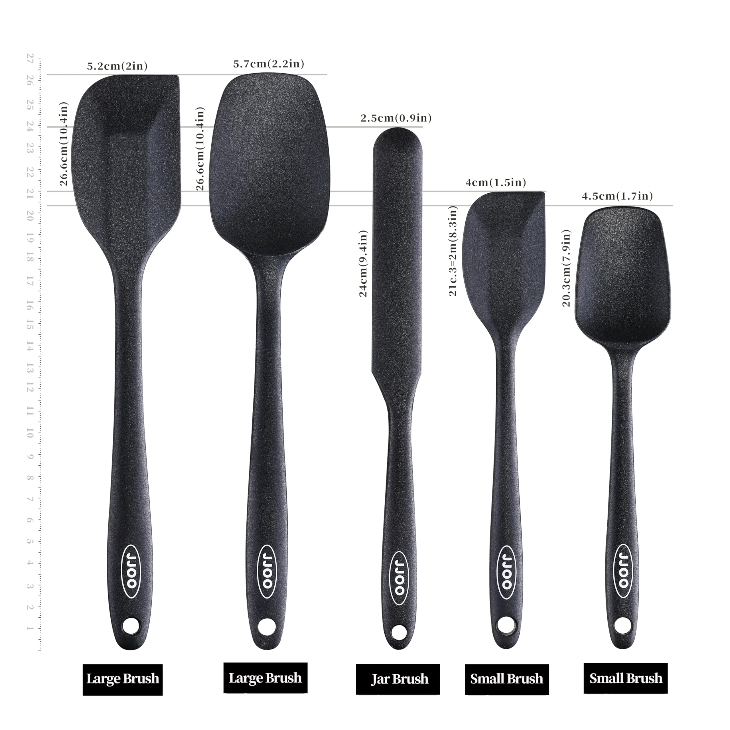 Jjoo Silicone Spatula Set, 5 Pack Heat Resistant Silicone Rubber Spatula For Baking, Cooking And Mixing, Non Stick, Bpa-Free, Di
