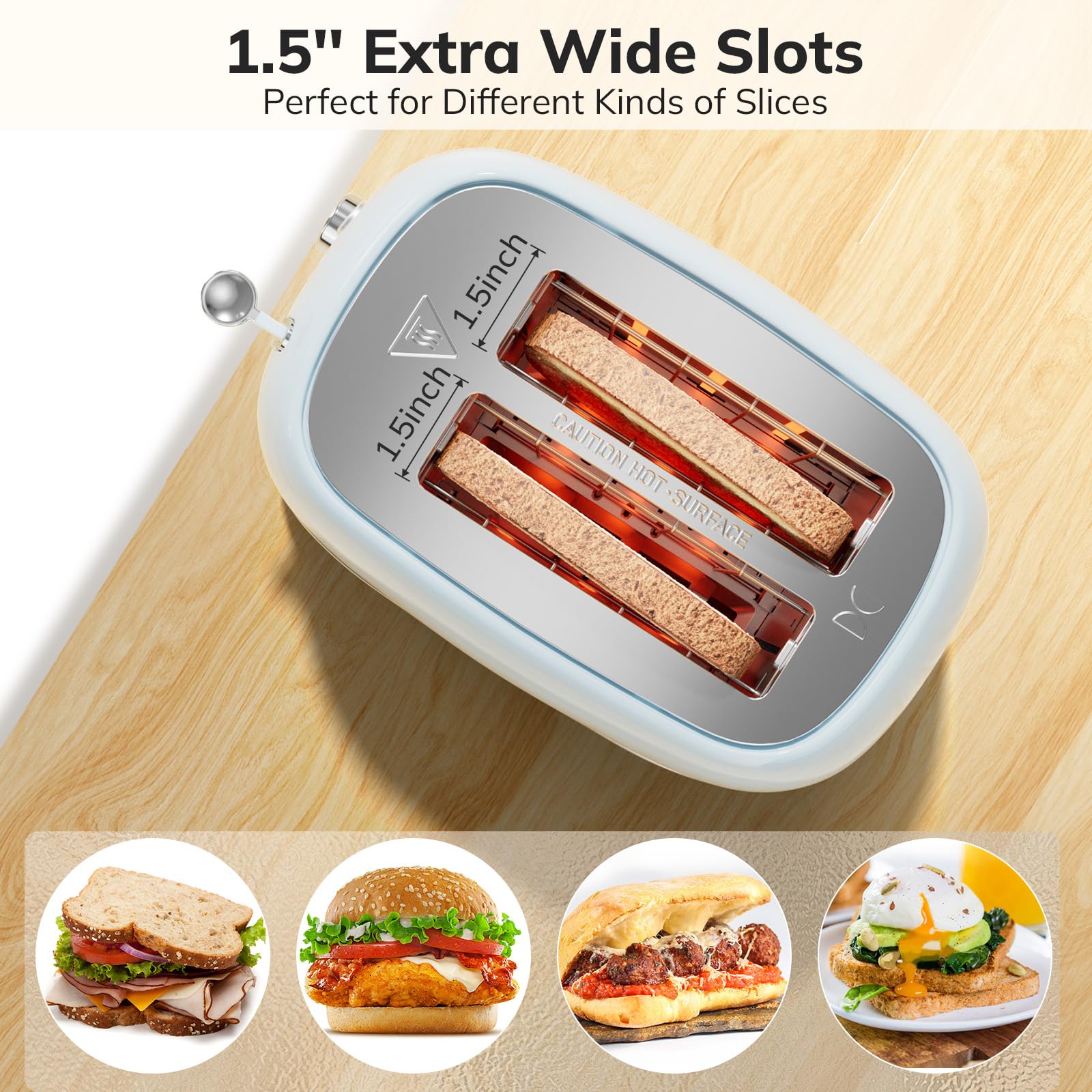 2 Slice Toaster Retro Stainless Steel Toaster With Bagel, Cancel, Defrost Function And 6 Bread Shade Settings Bread Toaster, Ext