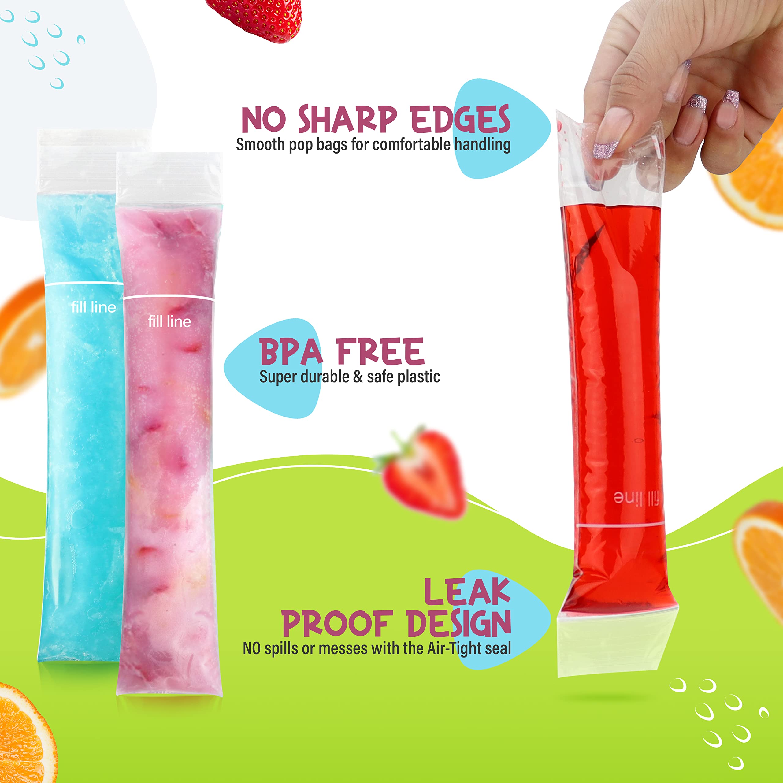 Frozip 125 Disposable Ice Popsicle Mold Bags| Bpa Free Freezer Tubes With Zip Seals | For Healthy Snacks, Yogurt Sticks, Juice &