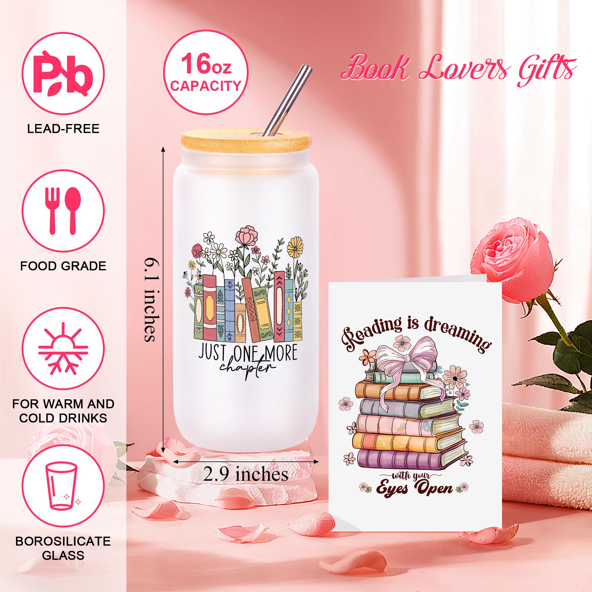 JoycuFF Book Lovers Gifts, Book Accessories Bookish Gifts for Books Lovers Women, Librarian Club Gift for Readers Bookworms