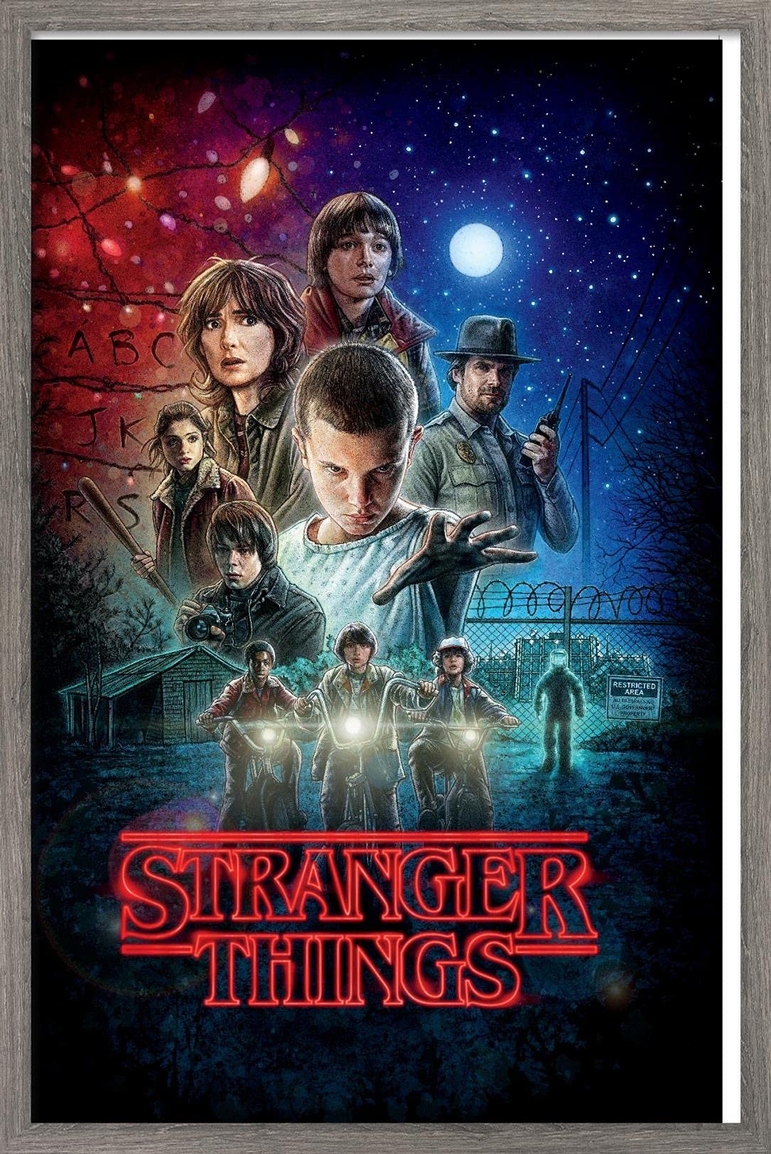 Trends International Netflix Stranger Things - One Sheet Wall Poster, 22.375'' X 34'', Barnwood Framed Version