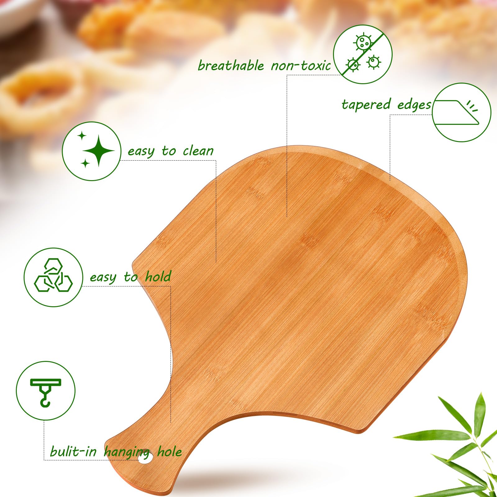 Roshtia 12 Pcs Bamboo Pizza Peel, 17 X 12 Inches Wooden Pizza Peels For Making Pizza Wooden Pizza Paddle With Handle Hanging Piz