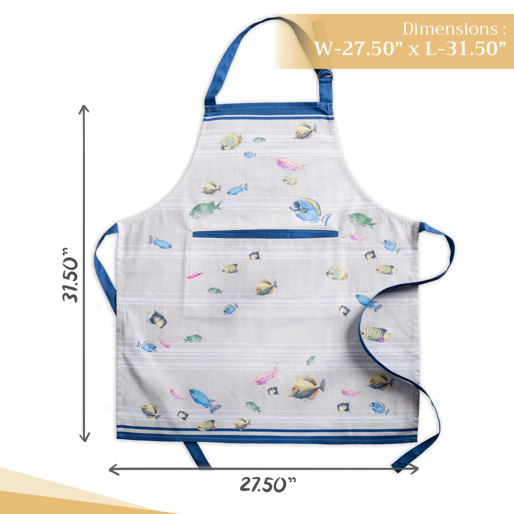 Maison D Hermine Apron 100% Cotton 2750 Inch X 3150 Inch 1 Piece Adjustable Neck Strap Cloth Apron With Center Pocket & Long Tie