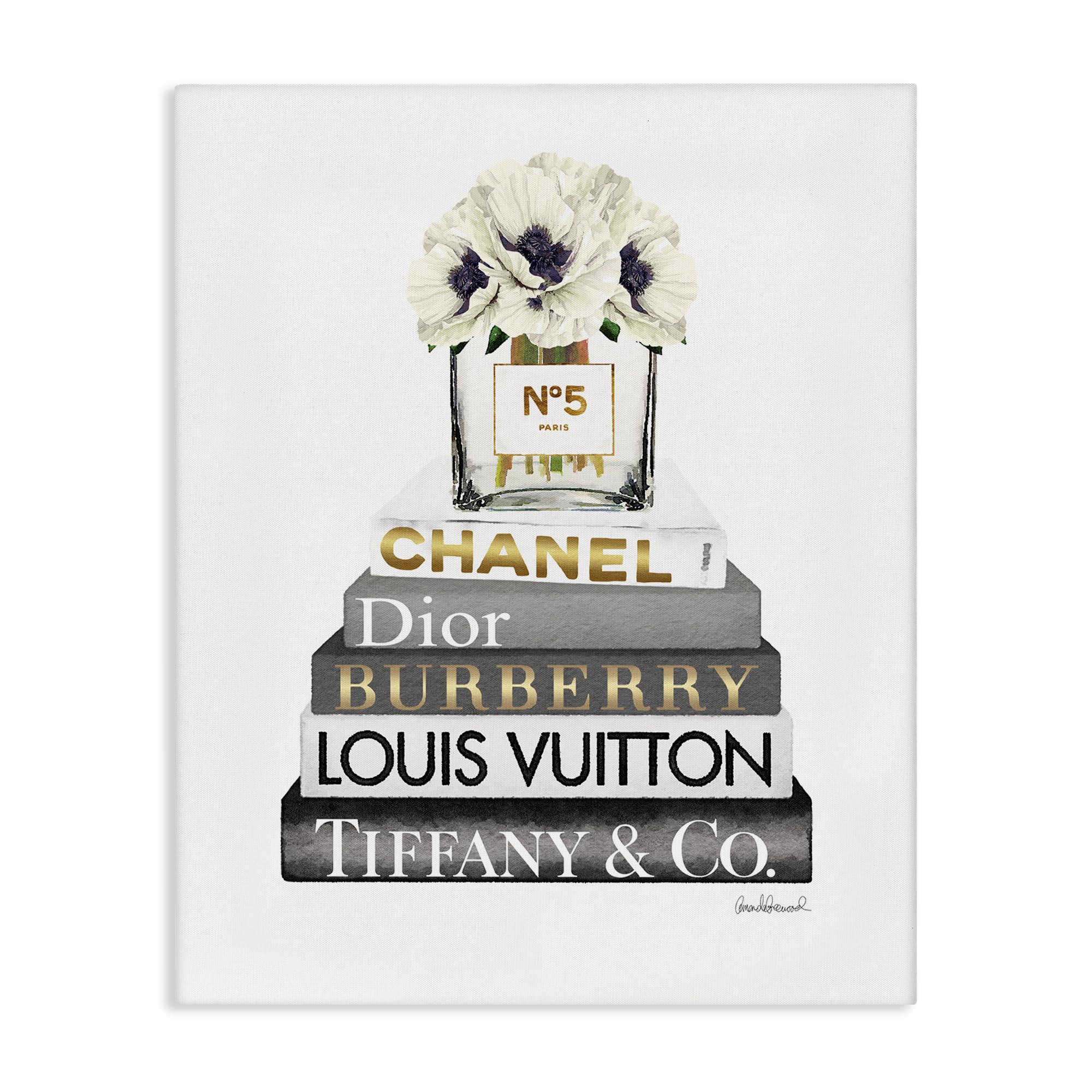 Blooming White Floral Display On Glam Designer Bookstack