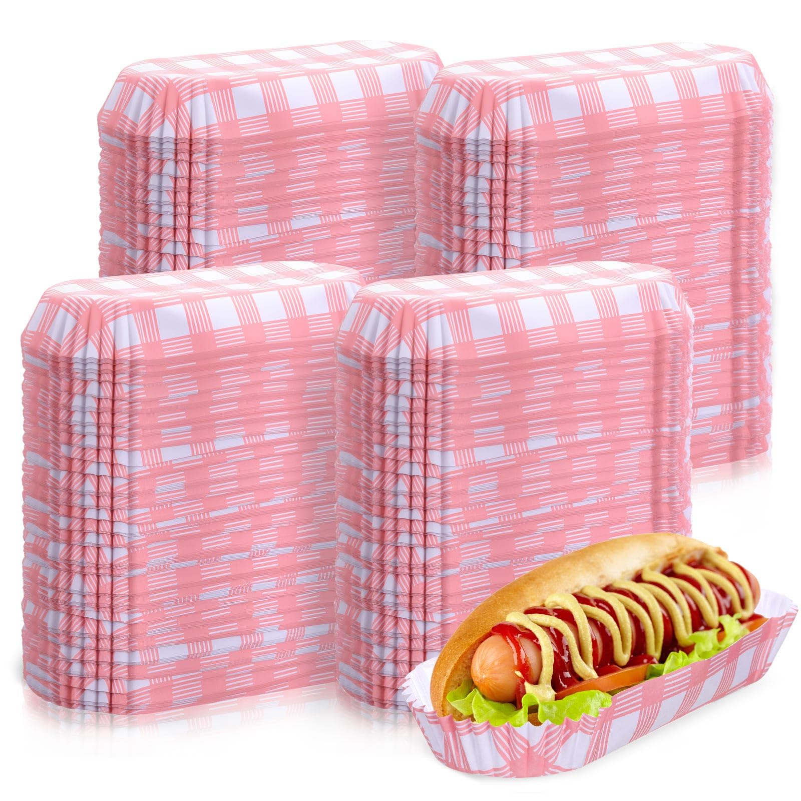 Yinkin 300 Pcs Paper Hot Dog Trays Halloween 6 Inch Food Trays Concession Stand Supplies Disposable Hot Dog Holder Paper Hotdog 