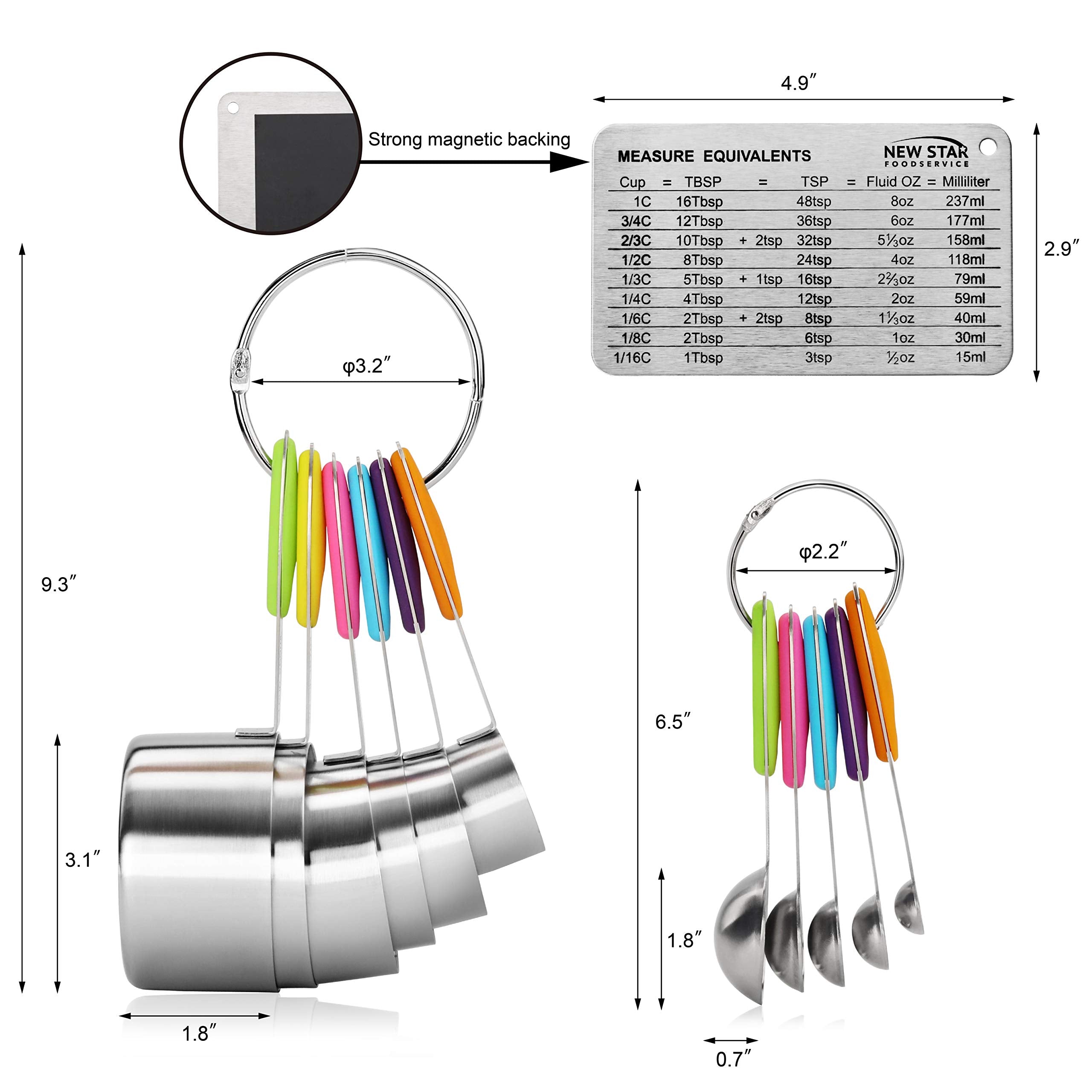 New Star Foodservice 1028065 Stainless Steel 18/8 12-Piece Measuring Cup And Spoon Set