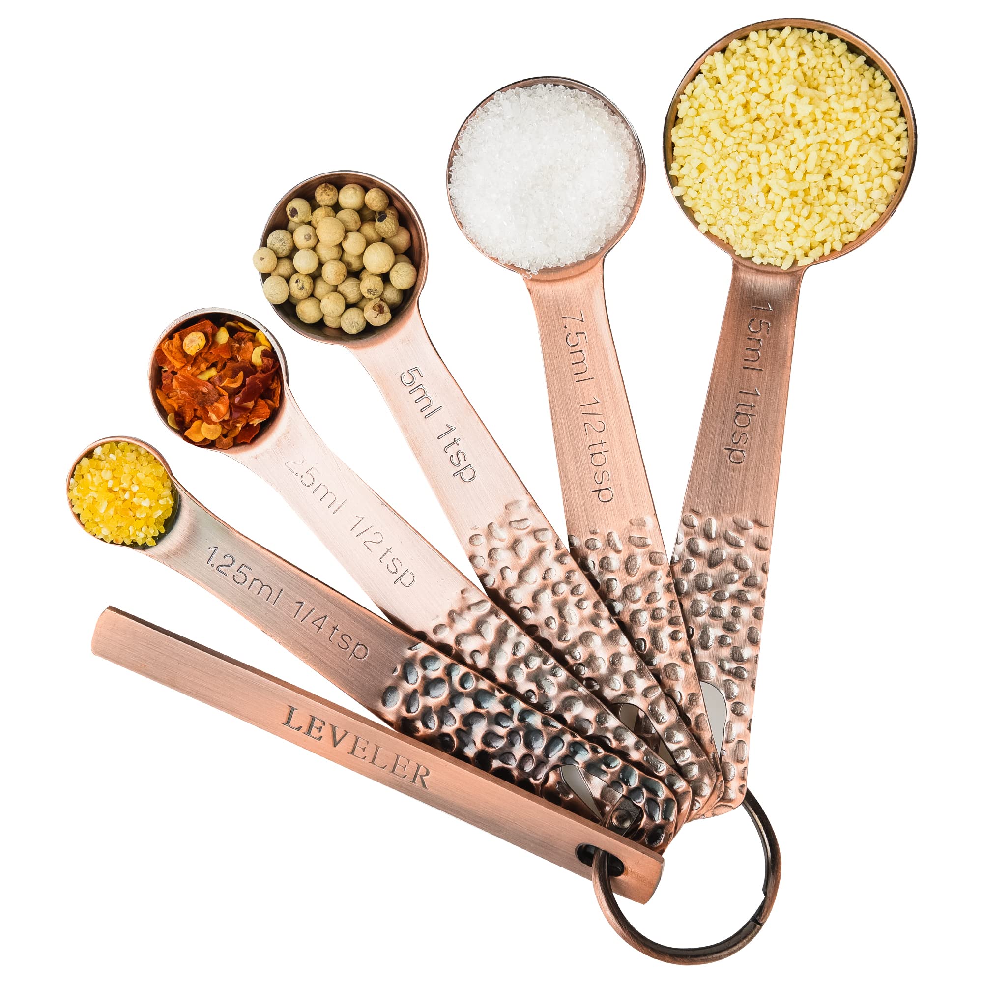 Smithcraft 10-Piece Measuring Cups and Spoons Set, Copper Stainless Steel, Nesting Design for Baking and Cooking