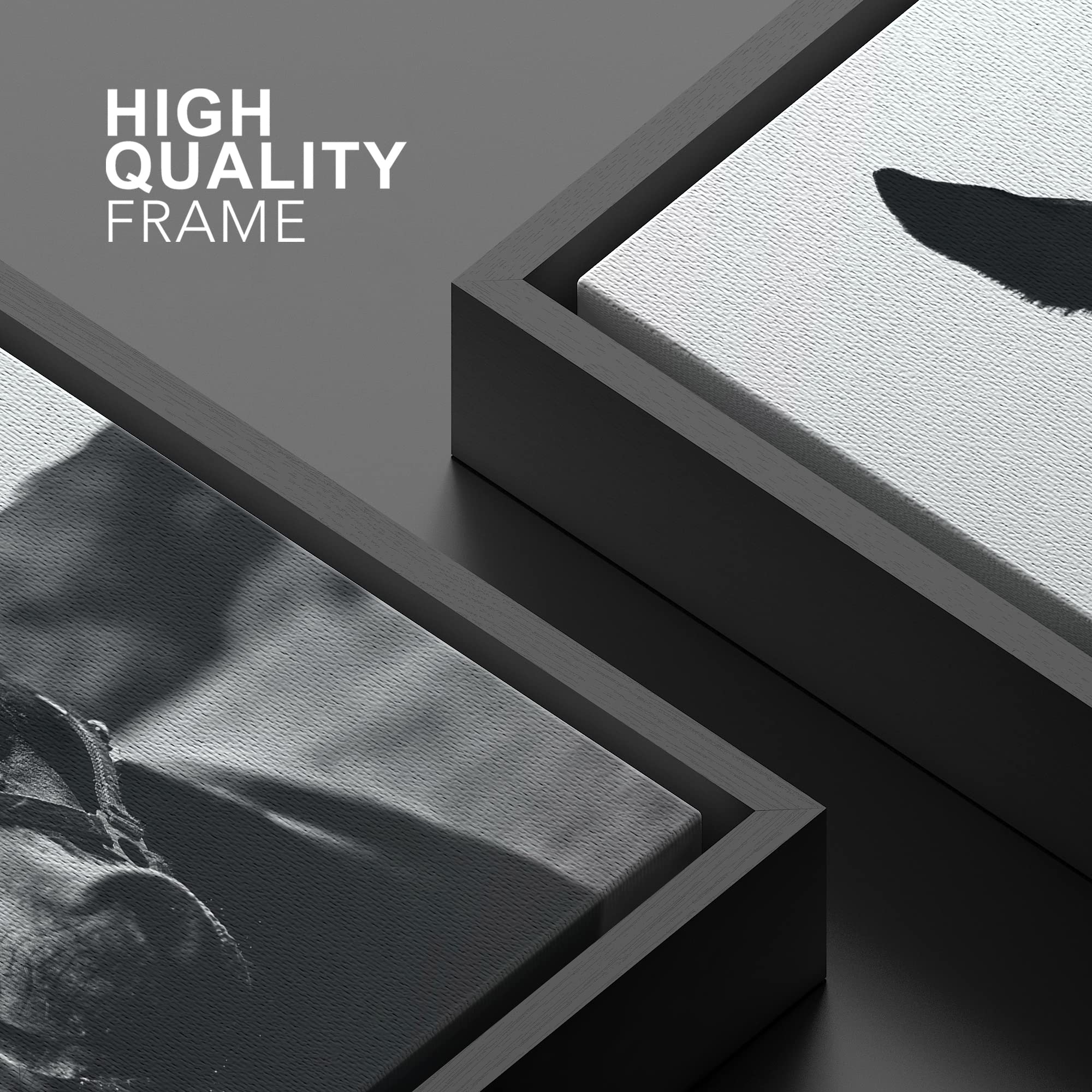 SIGNWIN Framed Canvas Wall Art High Contrast Horse Animals Black and White Duotone Expressive Grey Horse Living Room Photography Rustic - 16''x24'' BLACK