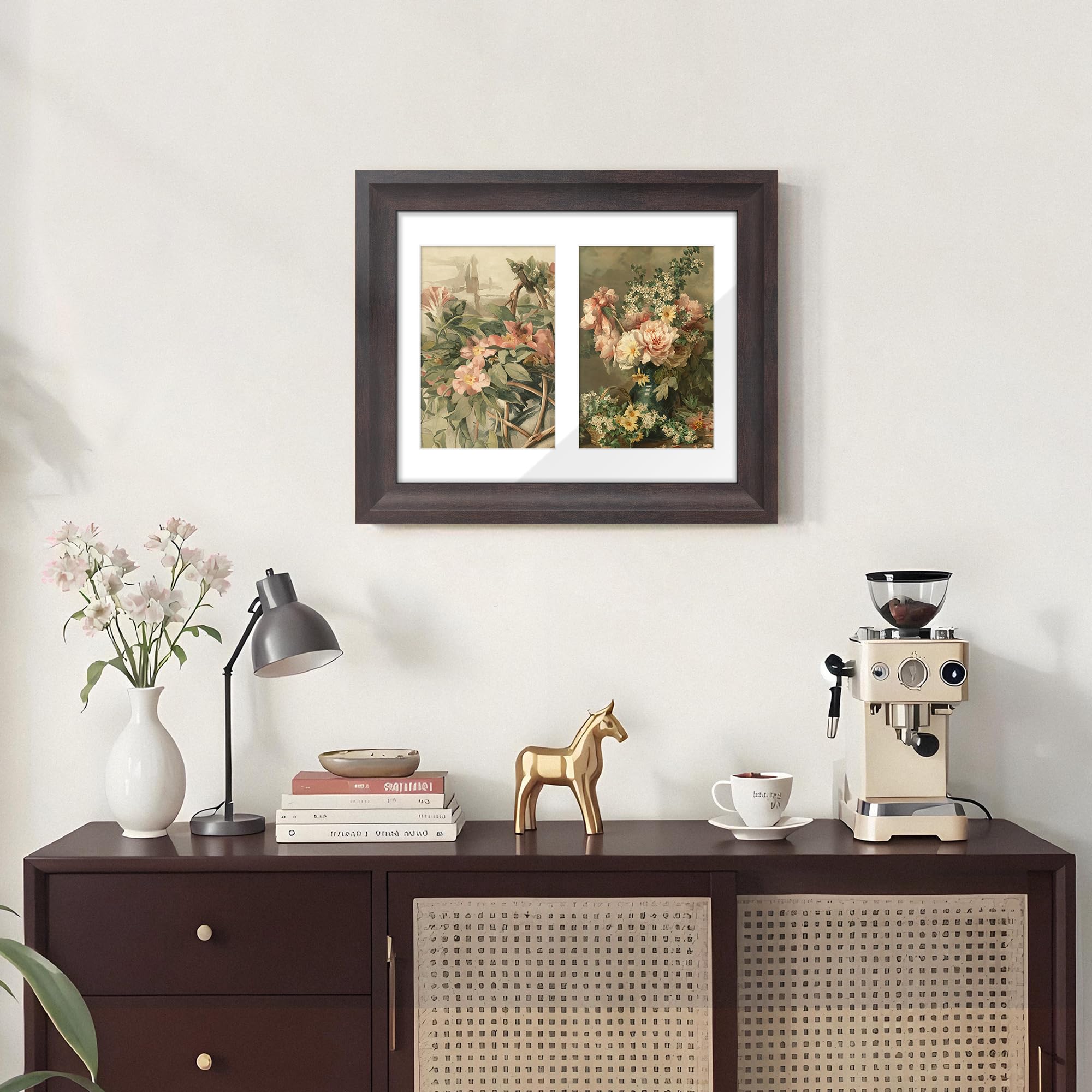 DUENPY 8x10 Picture Frame 4x6 Collage Picture Frame Displays Double 4x6 inch Photos or 8x10 (Without Mat) Wall Decor or Tabletop