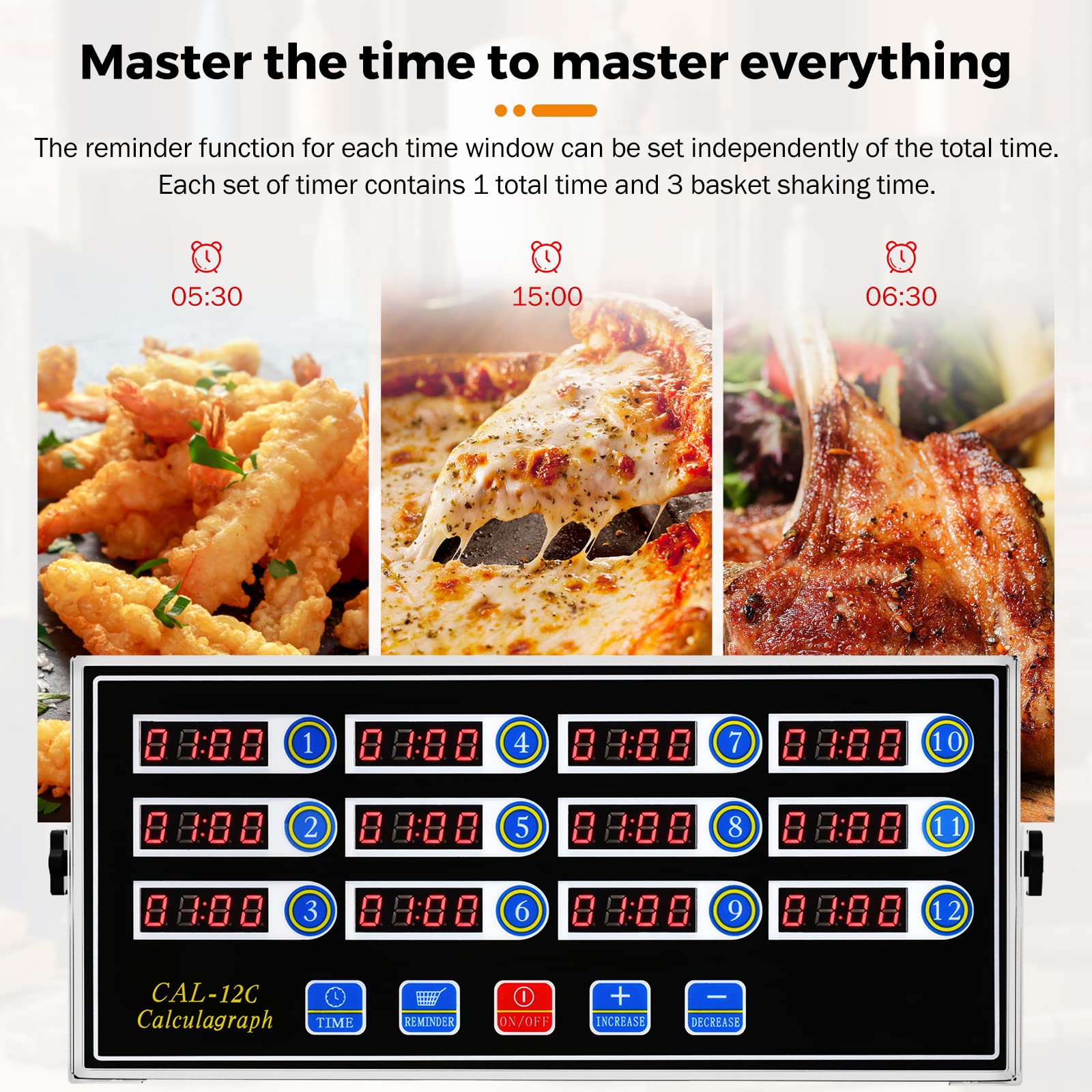 Beamnova 12 Channels Digital Kitchen Timer For Cooking Loud Alarm Stainless Steel Clock Hours And Minutes Seconds Volume Control