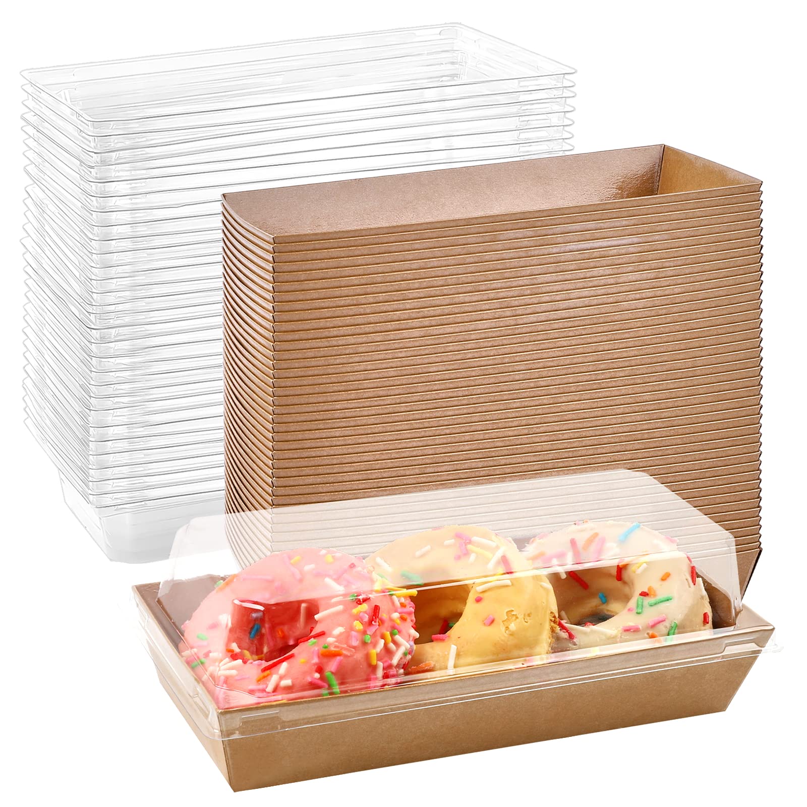 Ocmoiy Charcuterie Boxes With Clear Lids, 100 Pack Kraft Bakery Boxes, Cookie Boxes, Small Treat Boxes For Pastry, Sandwich, Cup