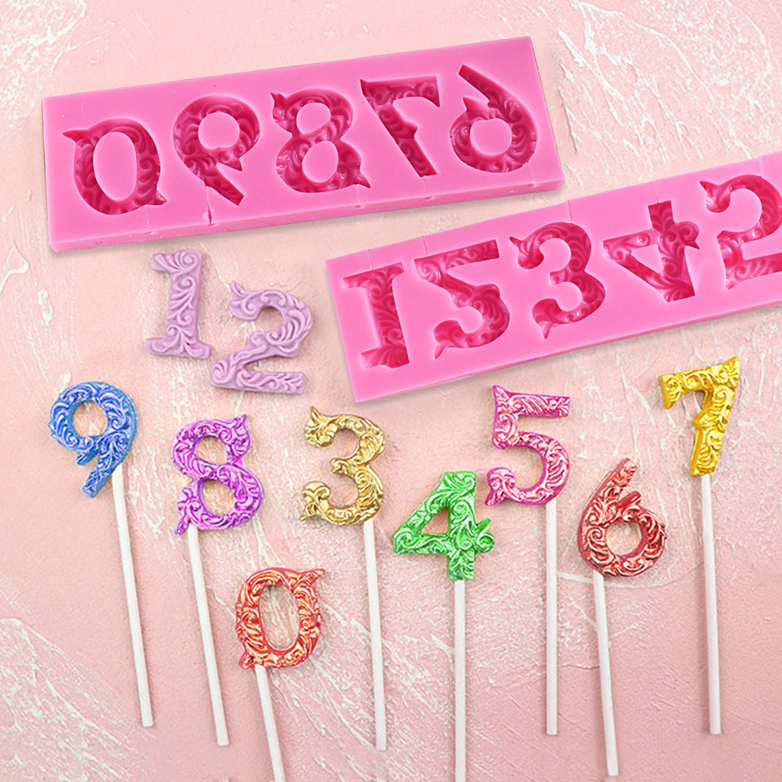 4 Pcs Silicone Mold, Aifuda Letter, Number Silicone Molds And Number Molds With Happy Birthday Cake Decorations Symbols For Diy