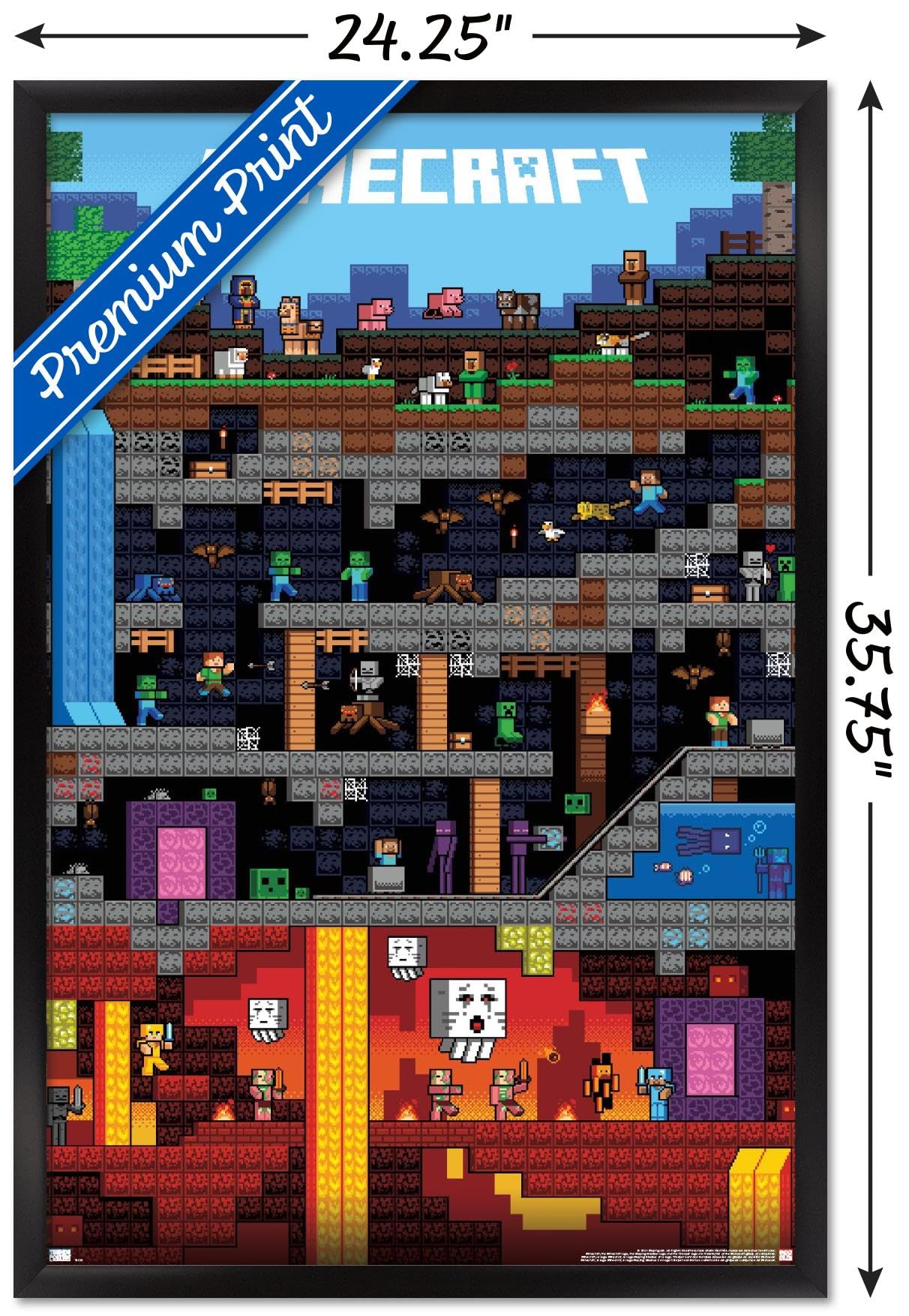 Trends International Minecraft - Worldly Wall Poster, 22.375'' X 34'', Black Framed Version