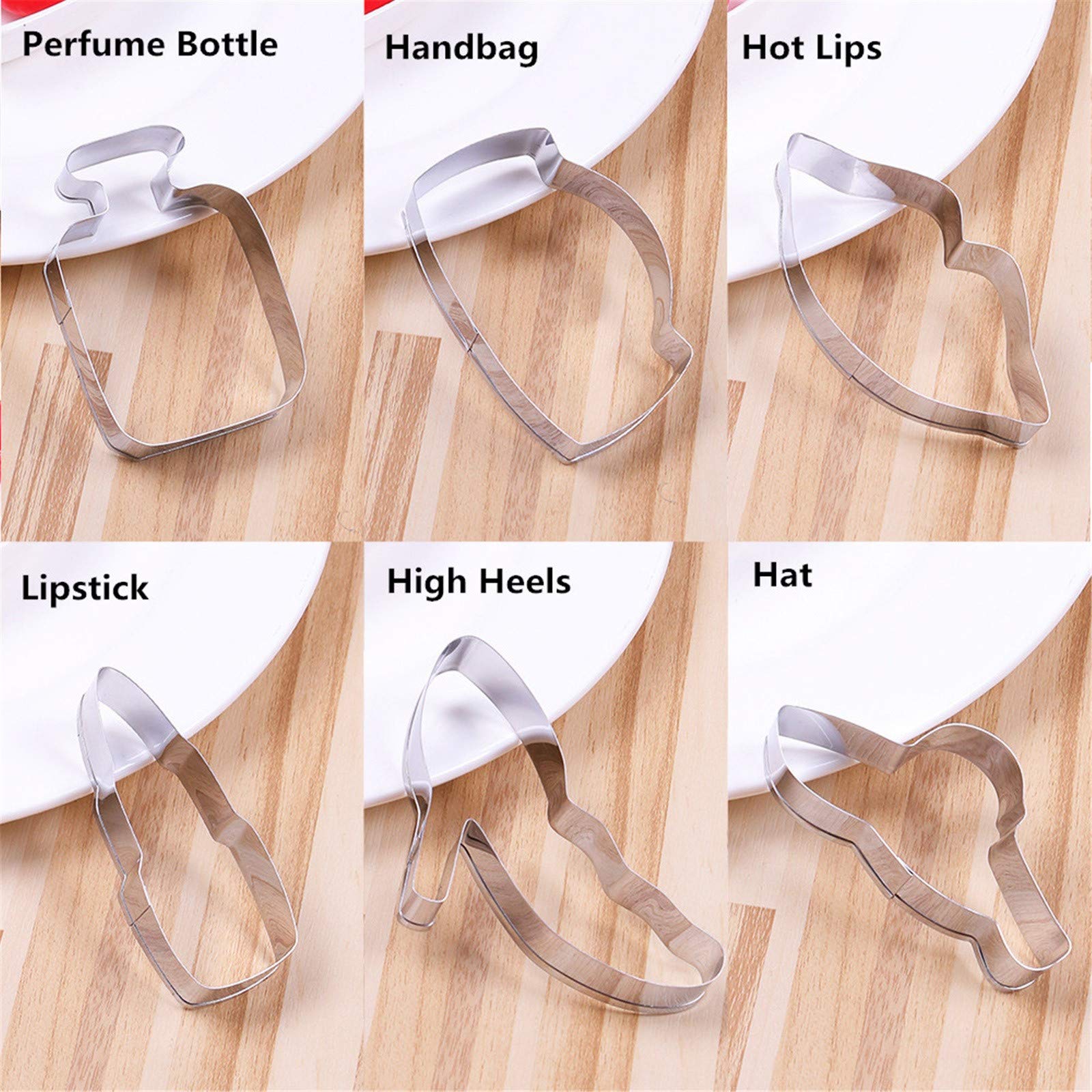 Ladys Series Cookie Cutters Set Of 6 Pcs, Stainless Steel Girls Accessories Shaped Fondant Cutter Molds Baking Diy