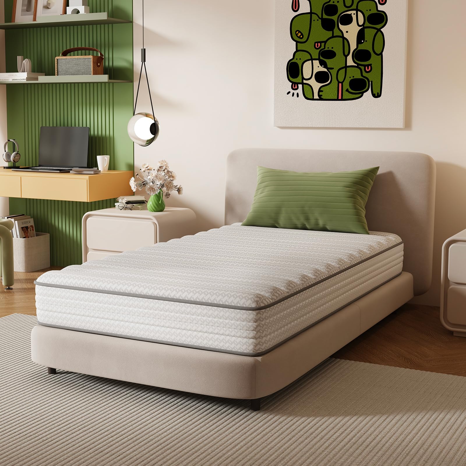 Novilla Twin Mattress, 6 Inch Twin Size Mattresses In A Box With Smarts Coil For Pressure Relief, Medium Plush Foam And Spring H