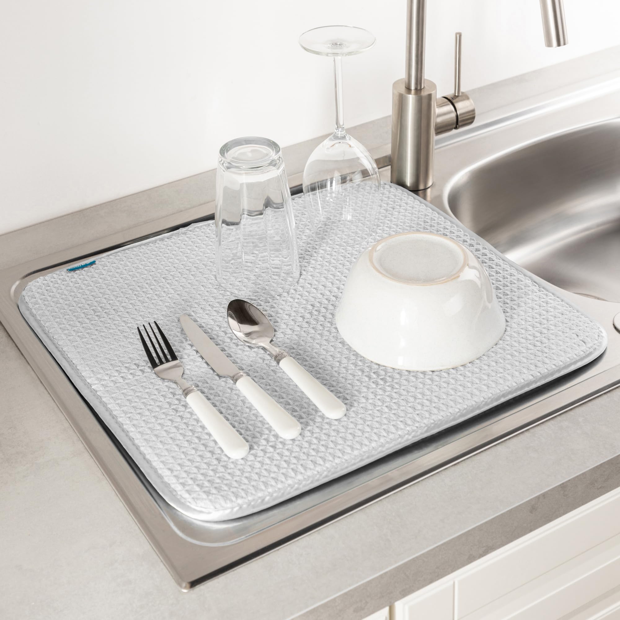 Minky Homecare Dish Drying Mat, 18'' X 16'', Gray