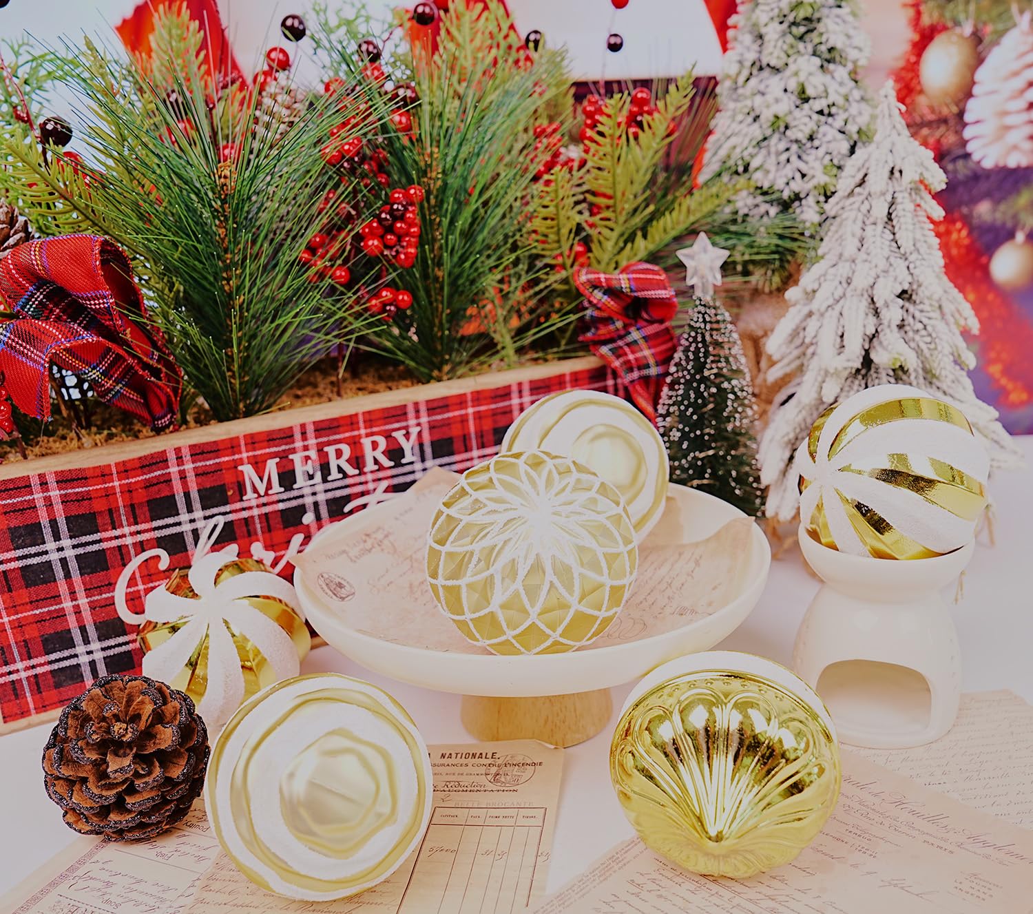 Dohance Christmas Ornaments Set 9ct Christmas Tree Decoration Ornament Balls Decor Baubles for Xmas Trees Decor Holiday Party We