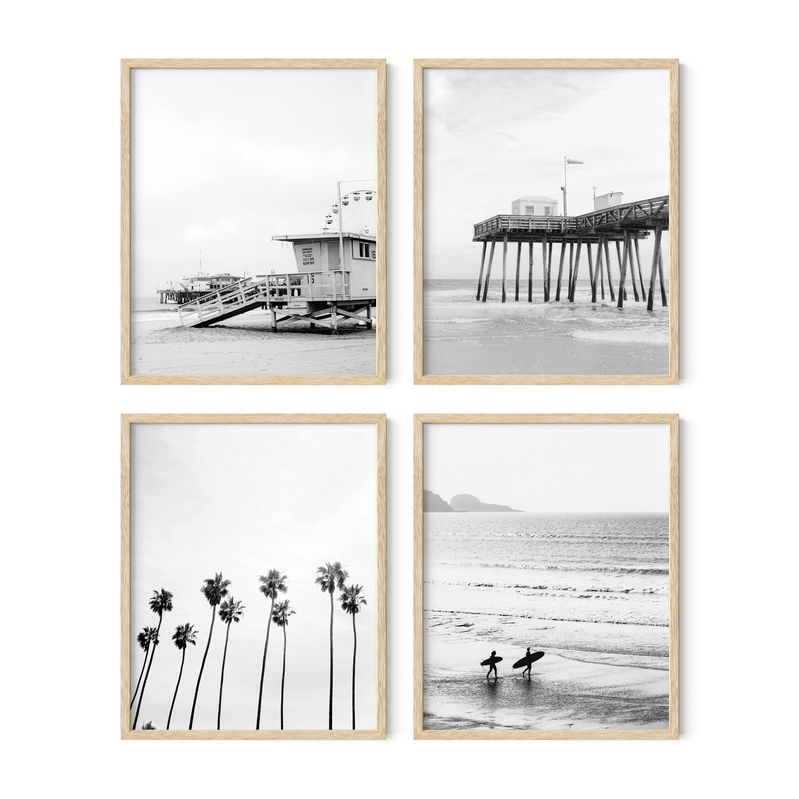 Haus And Hues Beach Wall Art - Set Of 4 Black And White Wall Art Beach Posters, Beach Wall Decor, Black And White Wall Decor, Oc