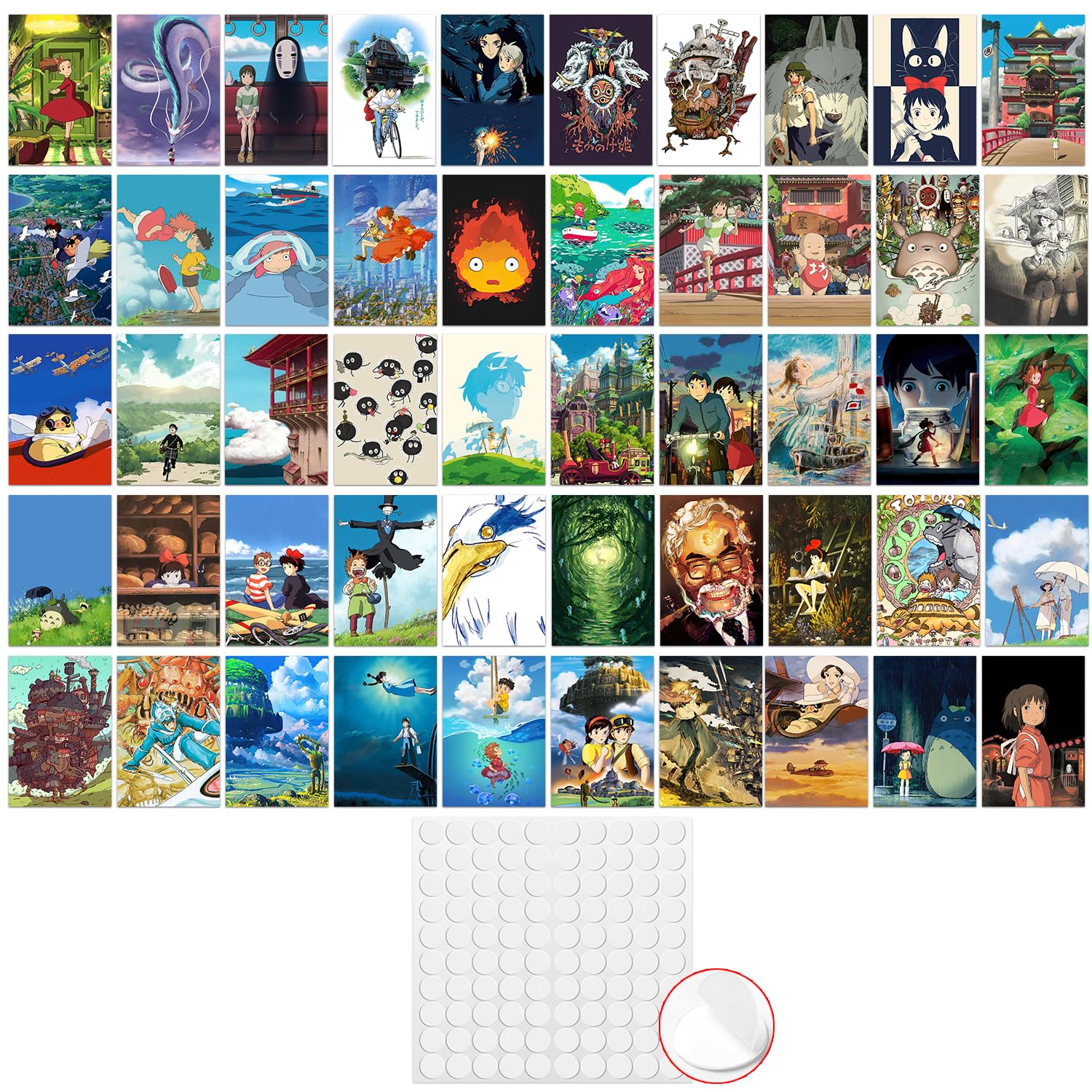 Pounchi Cute Anime Poster Wall Collage Set (50 Pcs 4 X 6 Inch With Glue Dots) Hd Aesthetic Posters Prints Of Anime Cartoon Artwo
