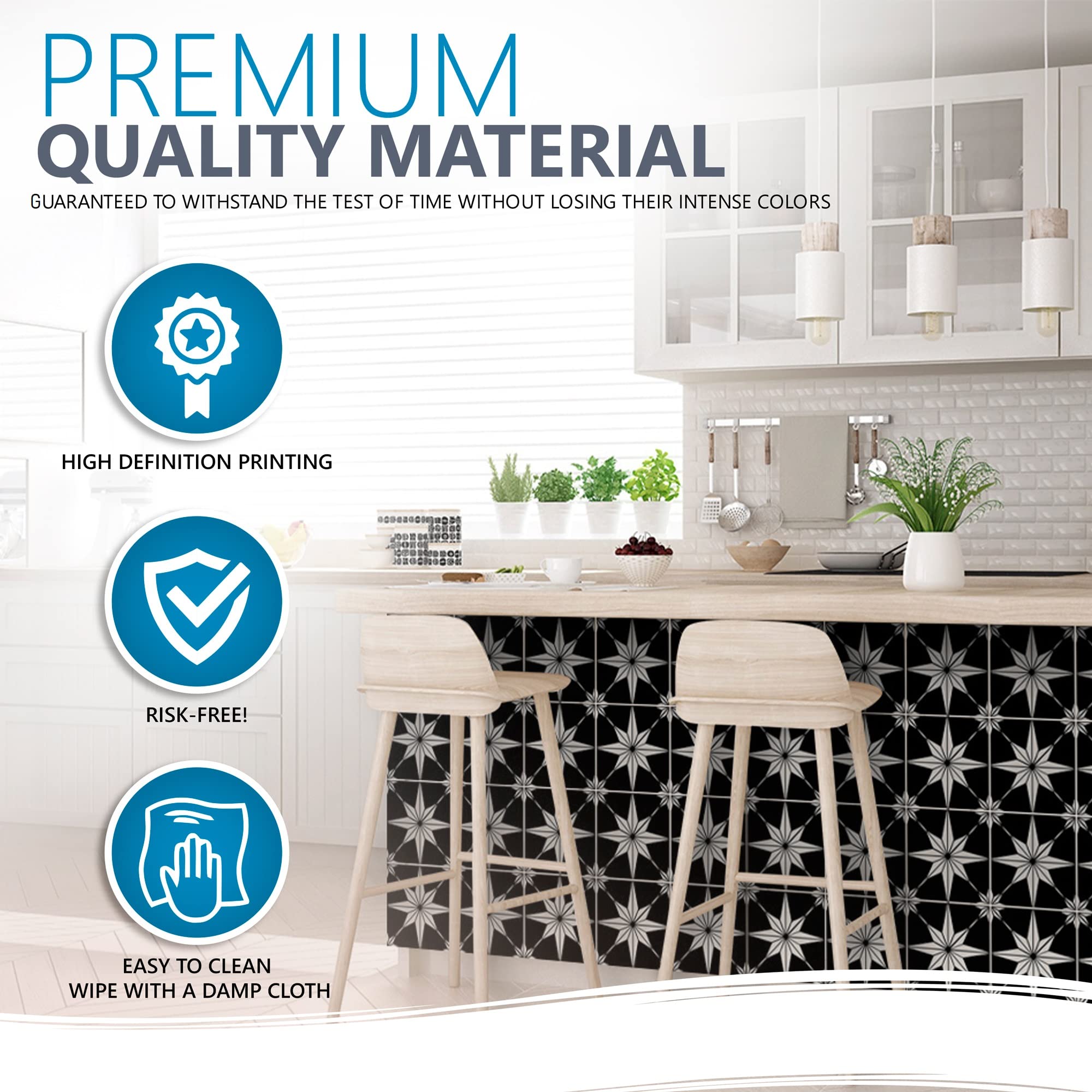 Tile Stickers By Mi Alma 24 Pcs Talavera Wall Stencils Wall Stickers Peel And Stick Easy Application - Ideal For Bathroom, Kitch