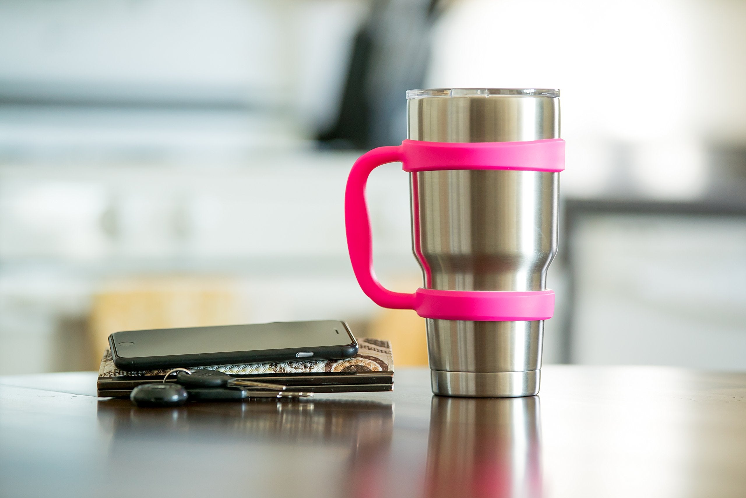 Strata Cups 30Oz Tumbler Handle (Pink) Available For 30Oz Yeti Tumbler, Ozark Trail Tumbler, Rambler Tumbler- Bpa Free