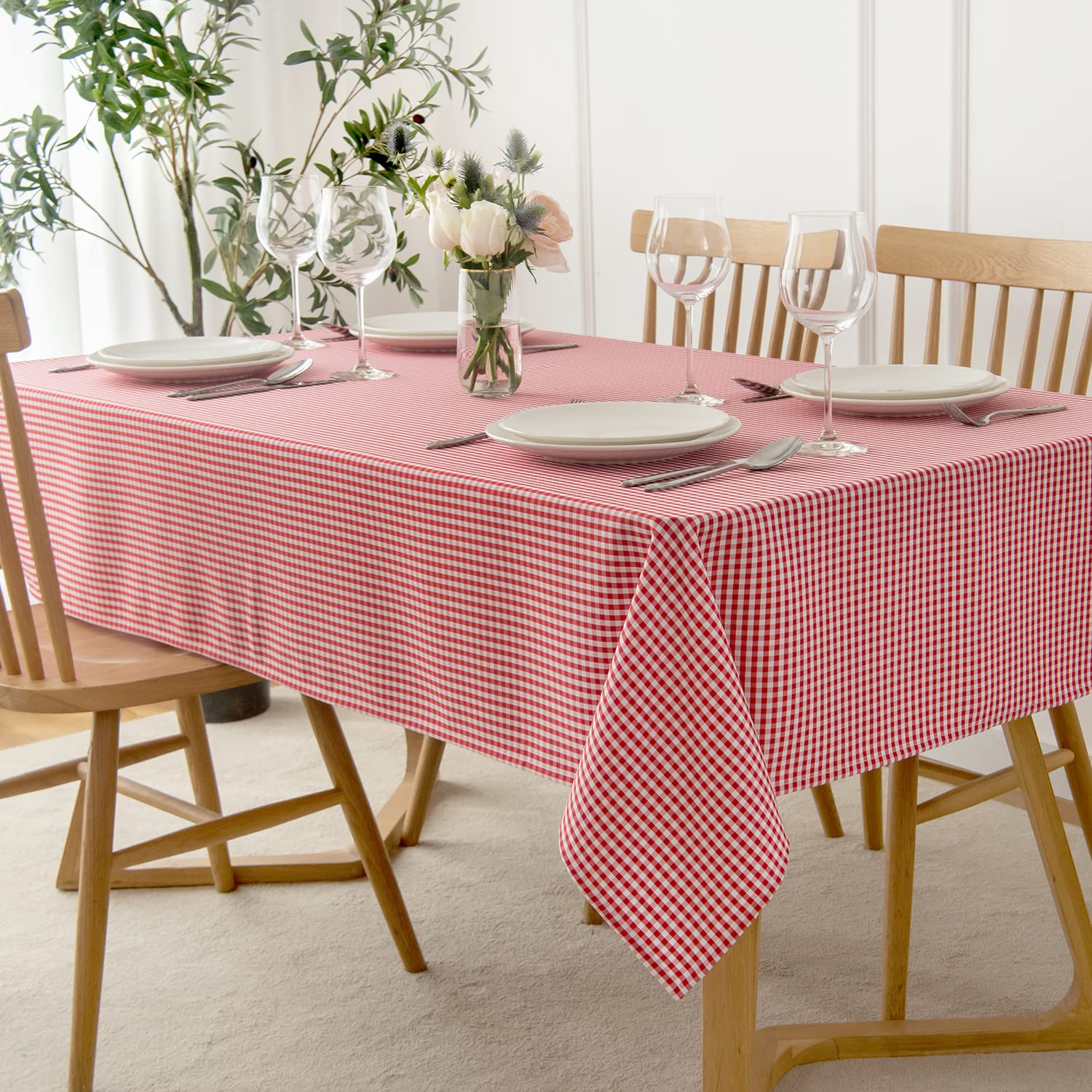 Maxmill Checkered Rectangle Tablecloth Water Resistance Wrinkle Free Spillproof Heavy Weight Gingham Plaid Table Cloth For Buffe