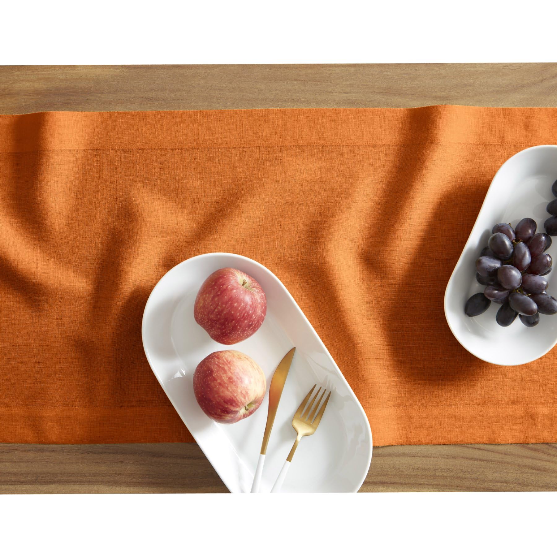 Solino Home Linen Pumpkin Table Runner 36 Inch - 100% Pure Linen Prewashed Short Table Runner 14 X 36 Inch Ideal For Dresser And