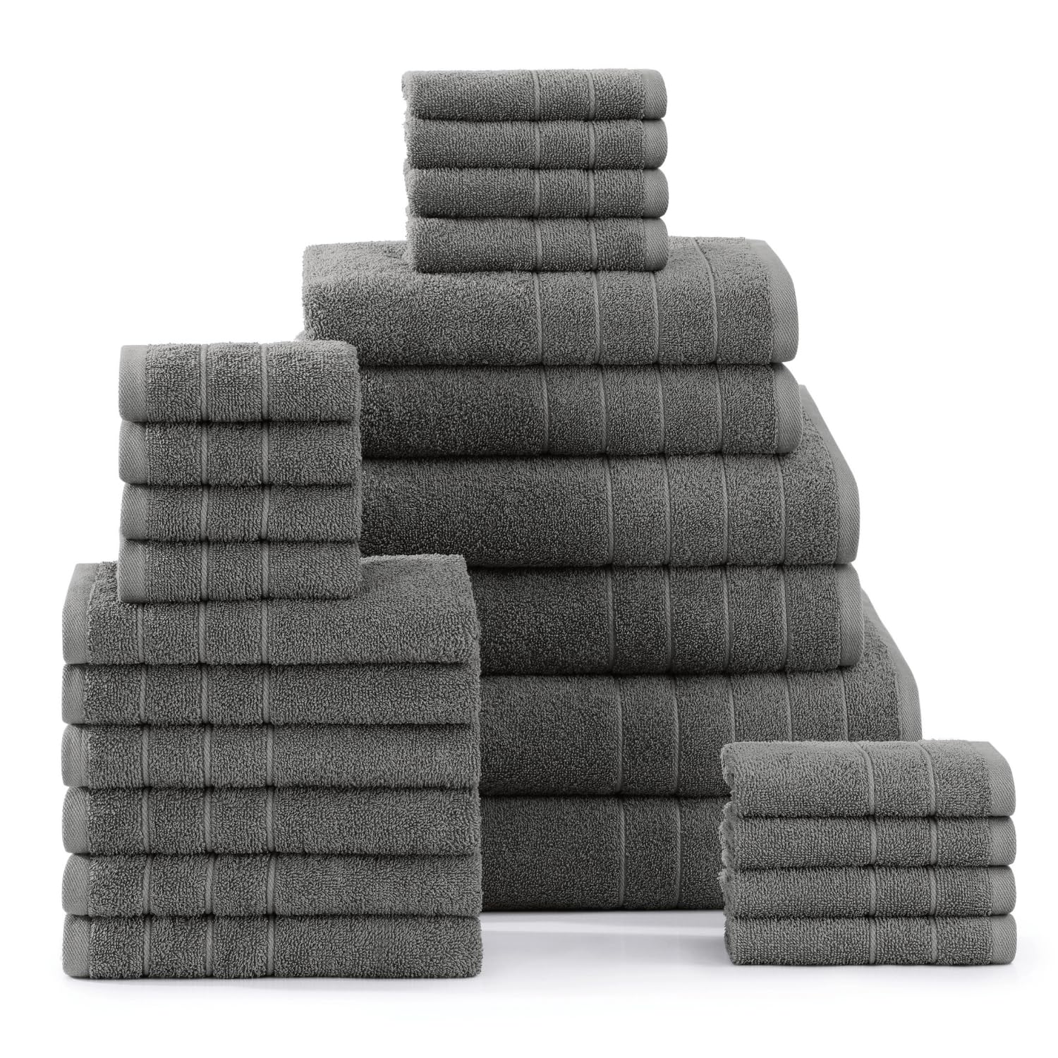 Casa Platino 24 Piece 100% Cotton Towel Set, 2 Bath Sheets, 2 Large Bath Towels(30''X 60''), 2 Gym Towels(24'' X48''), 6 Hand To