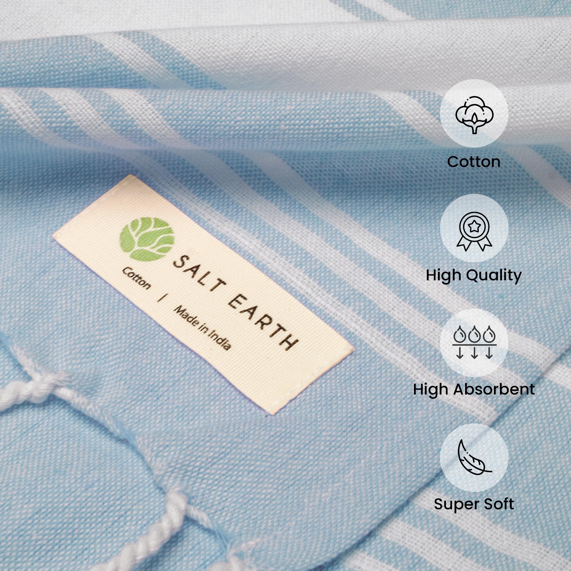 Salt Earth Cotton Turkish Beach Towel, Bath Towels Set Of 4 Large, Towels For Bathroom, Beach Essentials And Gym Towels, Quick D